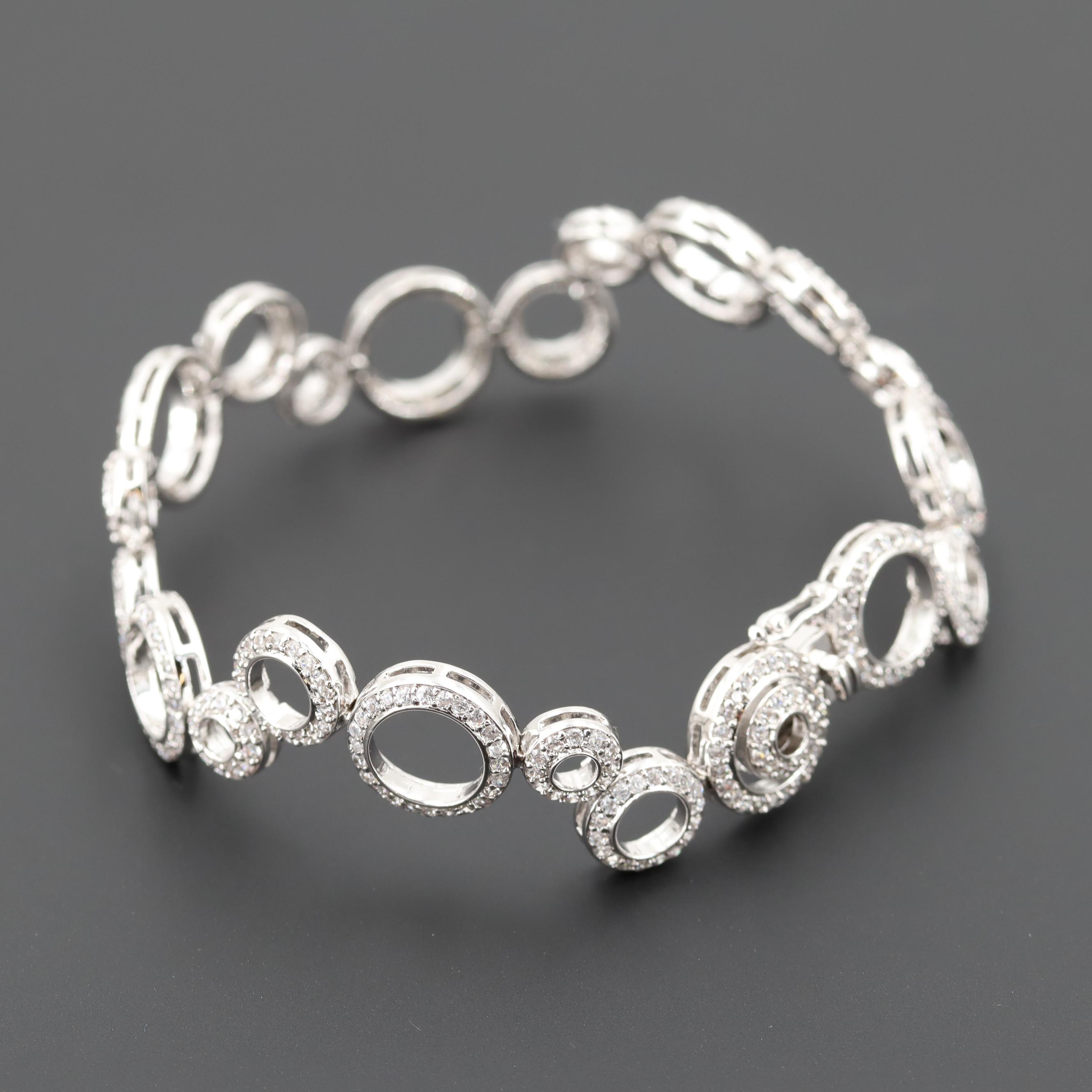 Sterling Silver Cubic Zirconia "Bubbles" Bracelet