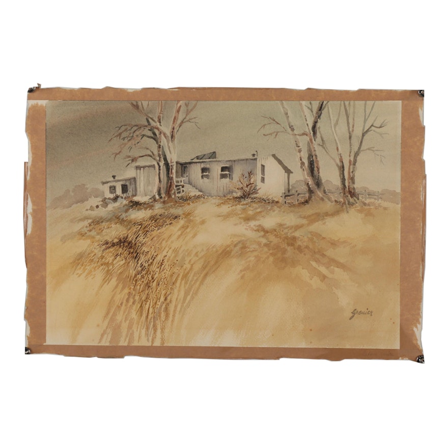 Early 20th Century Landscape Watercolor Painting