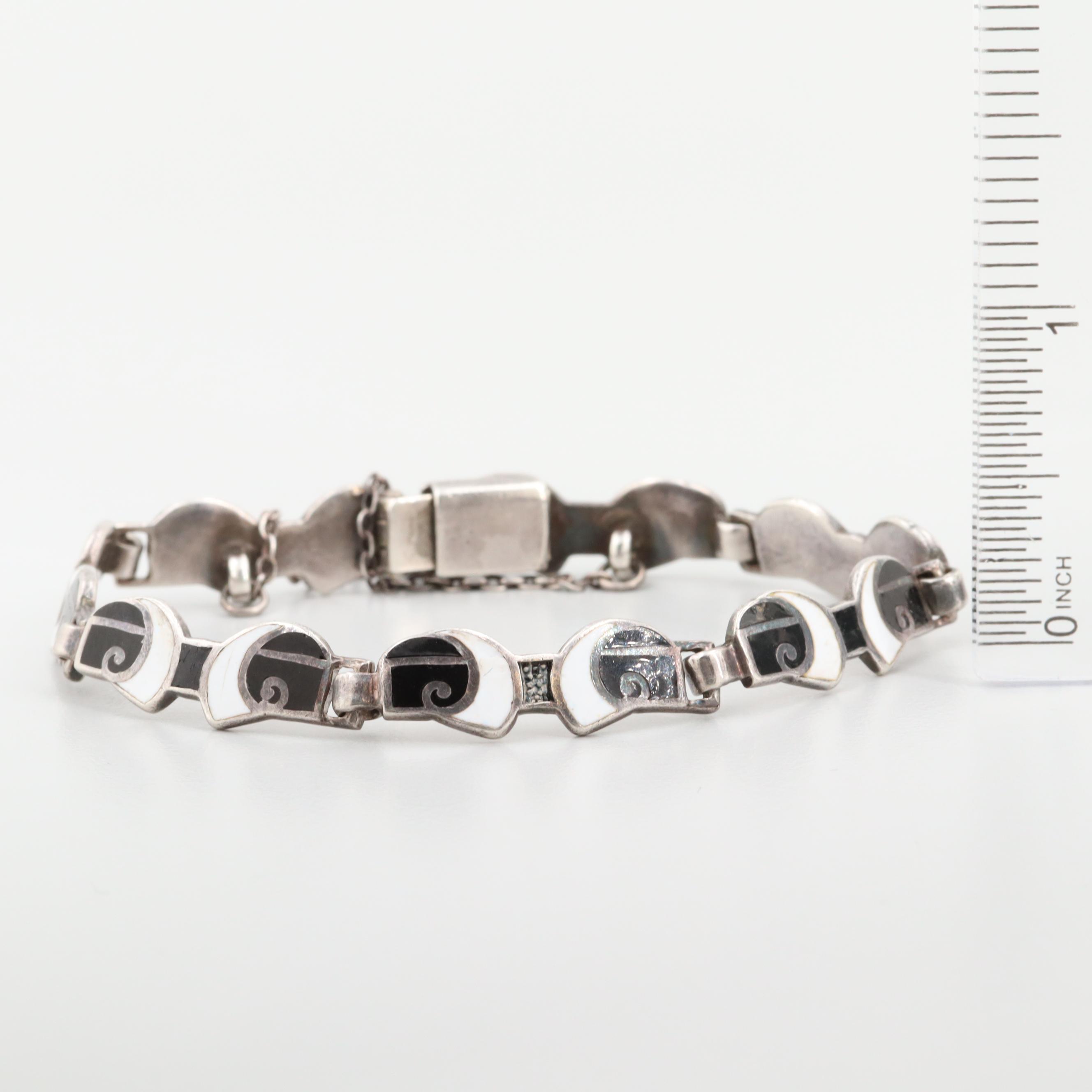 Margot of Taxco Sterling Silver Enamel Bracelet