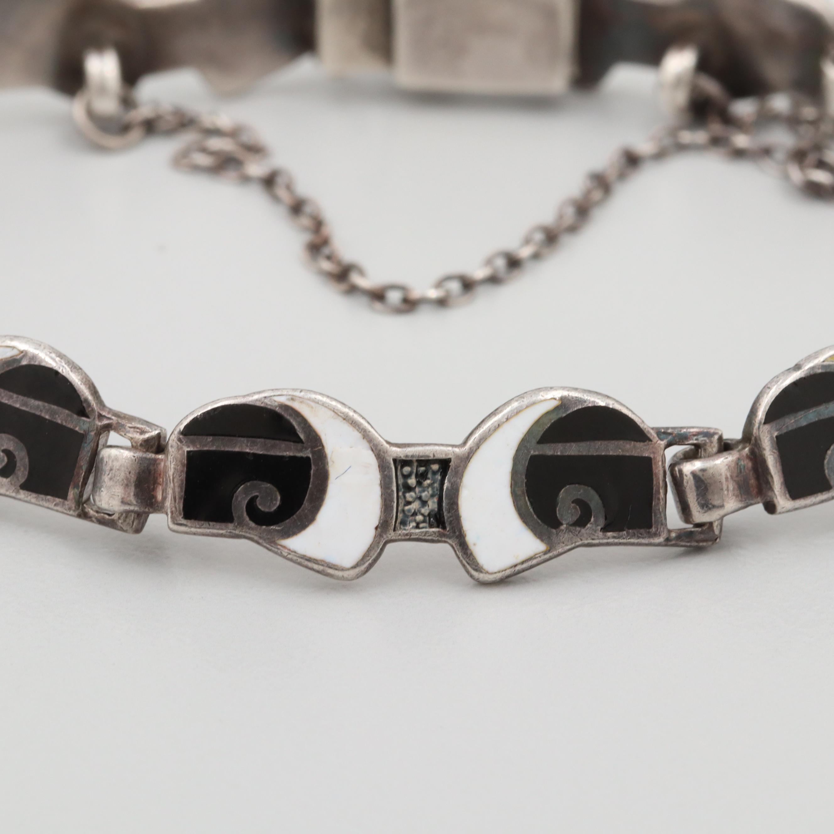 Margot of Taxco Sterling Silver Enamel Bracelet