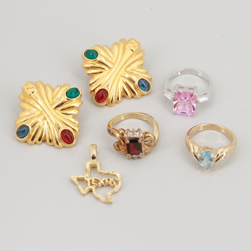 Topaz, Garnet and Cubic Zirconia Jewelry Featuring Fendi Earrings