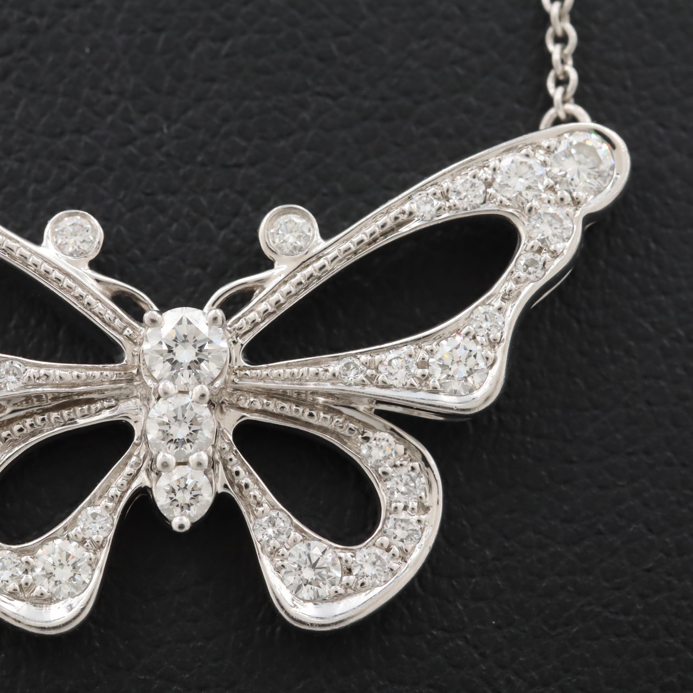 Tiffany & Co. Platinum Diamond Butterfly Pendant Necklace