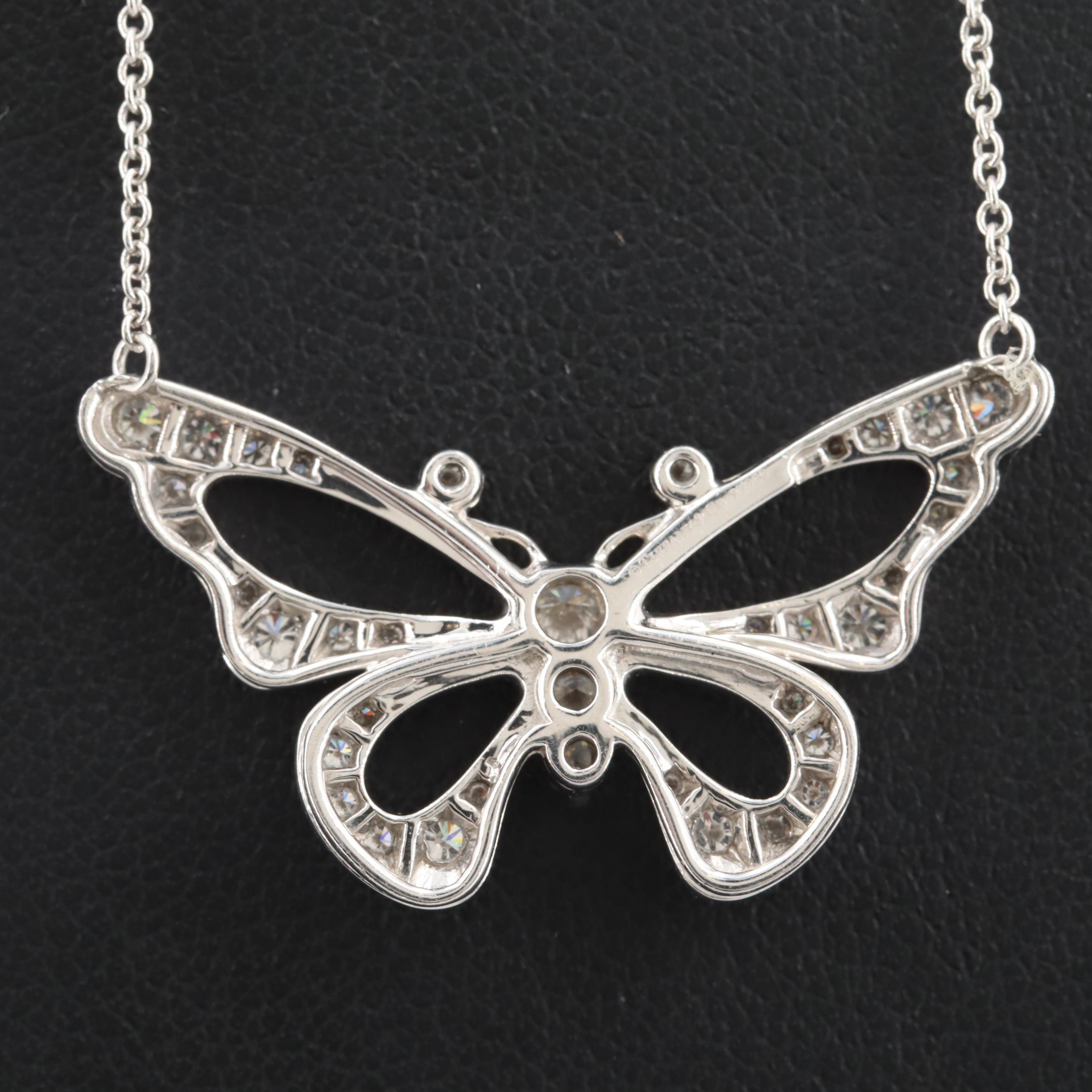 Tiffany & Co. Platinum Diamond Butterfly Pendant Necklace