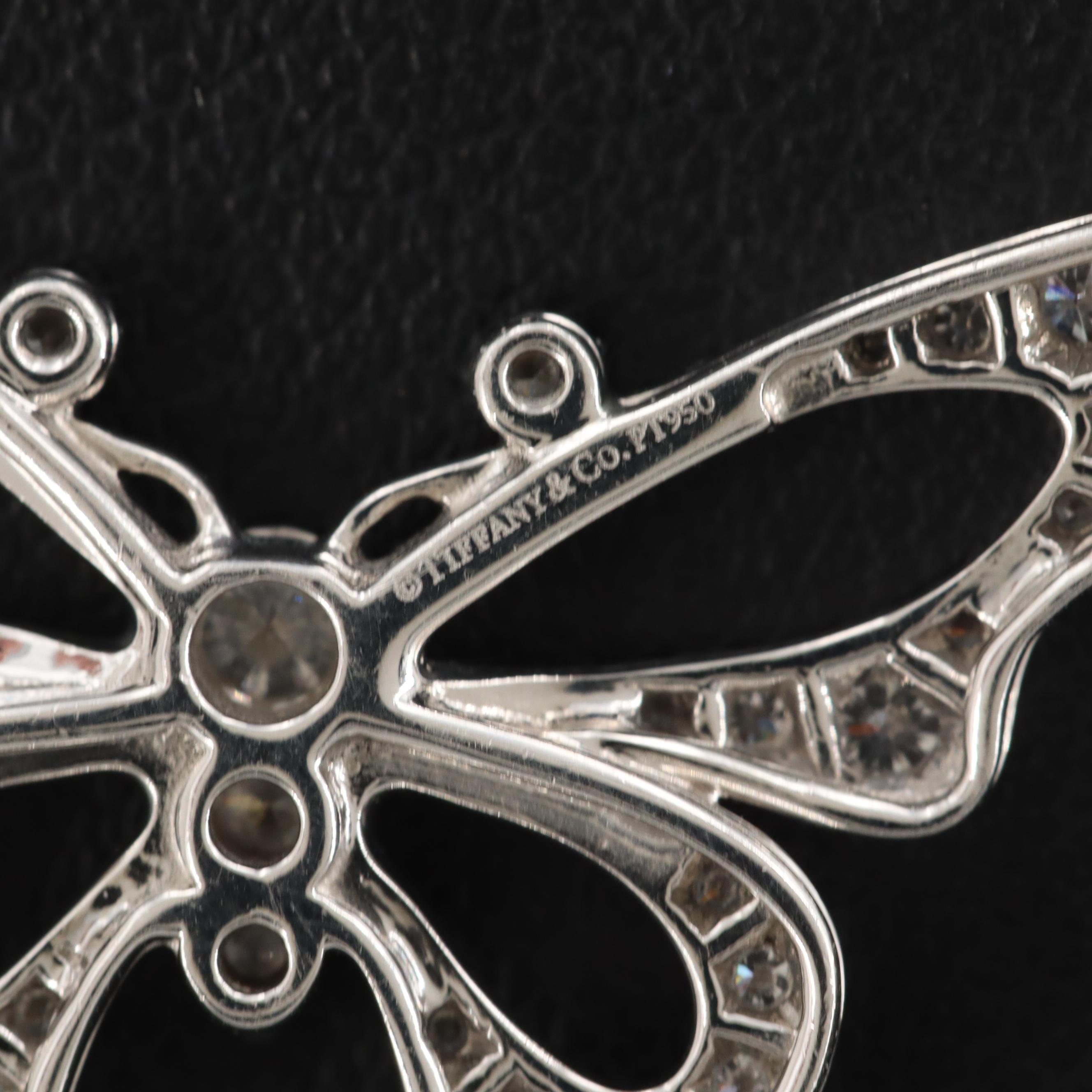 Tiffany & Co. Platinum Diamond Butterfly Pendant Necklace