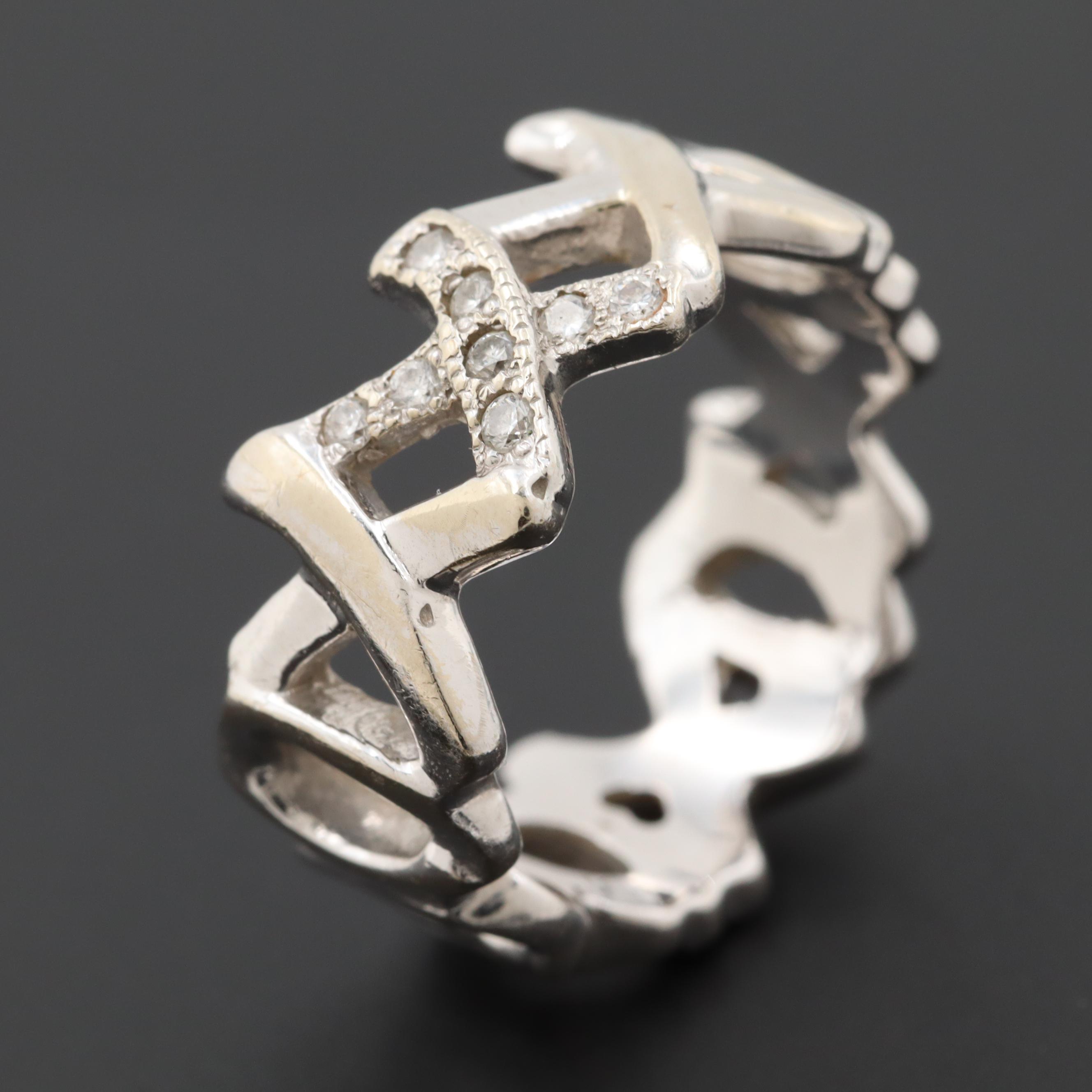 14K White Gold Diamond XOXO Ring