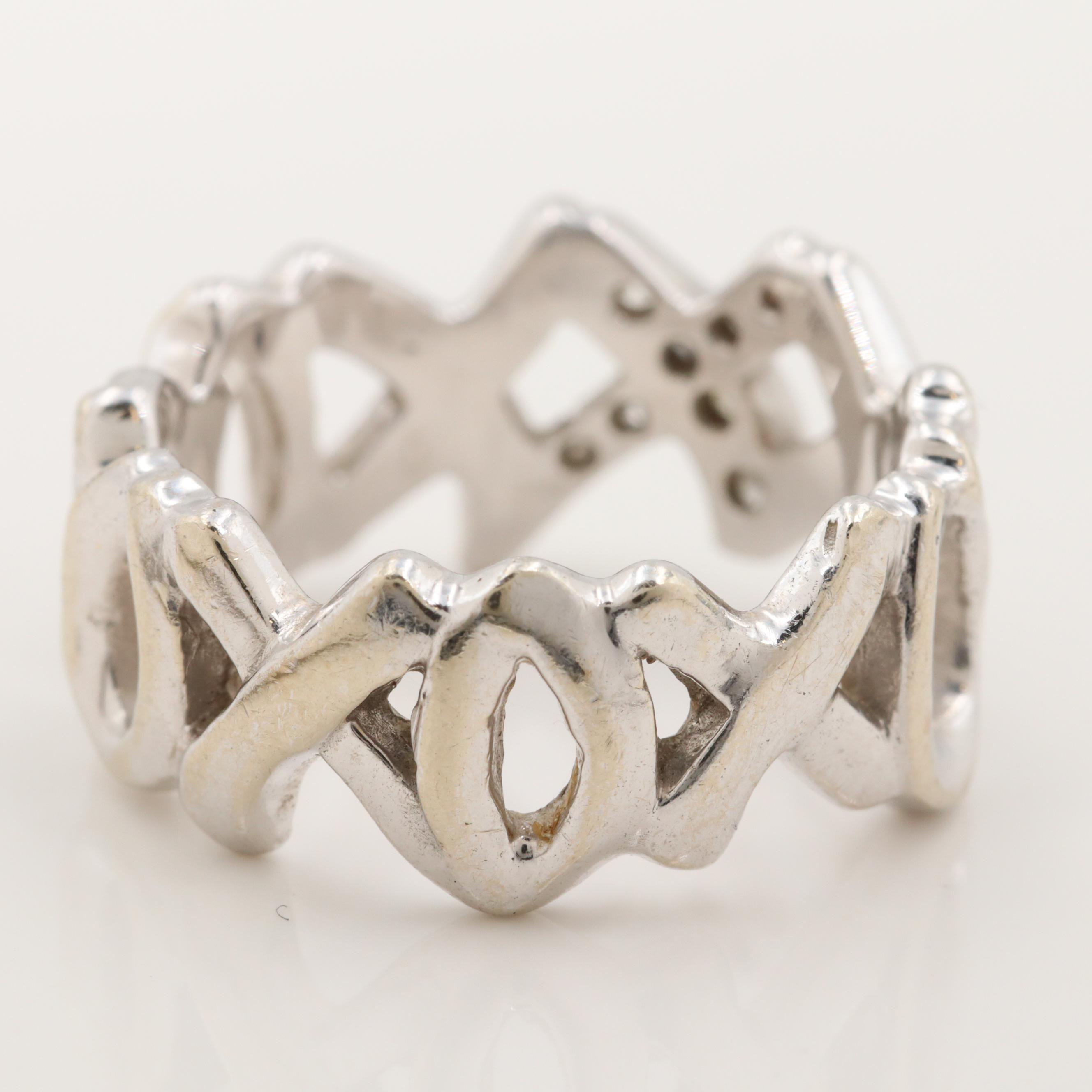 14K White Gold Diamond XOXO Ring
