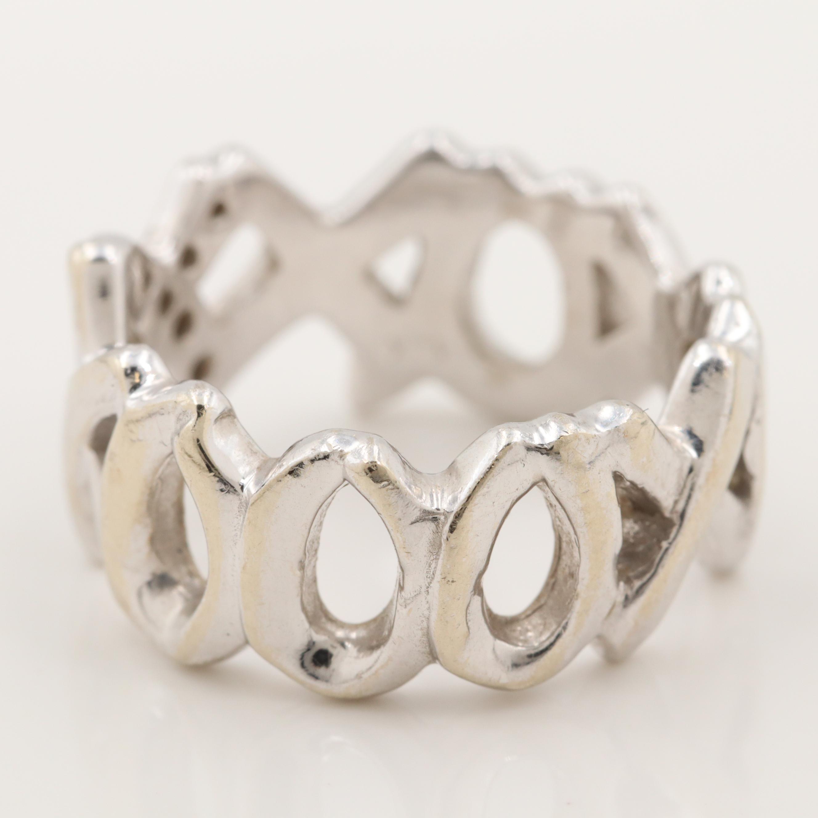 14K White Gold Diamond XOXO Ring