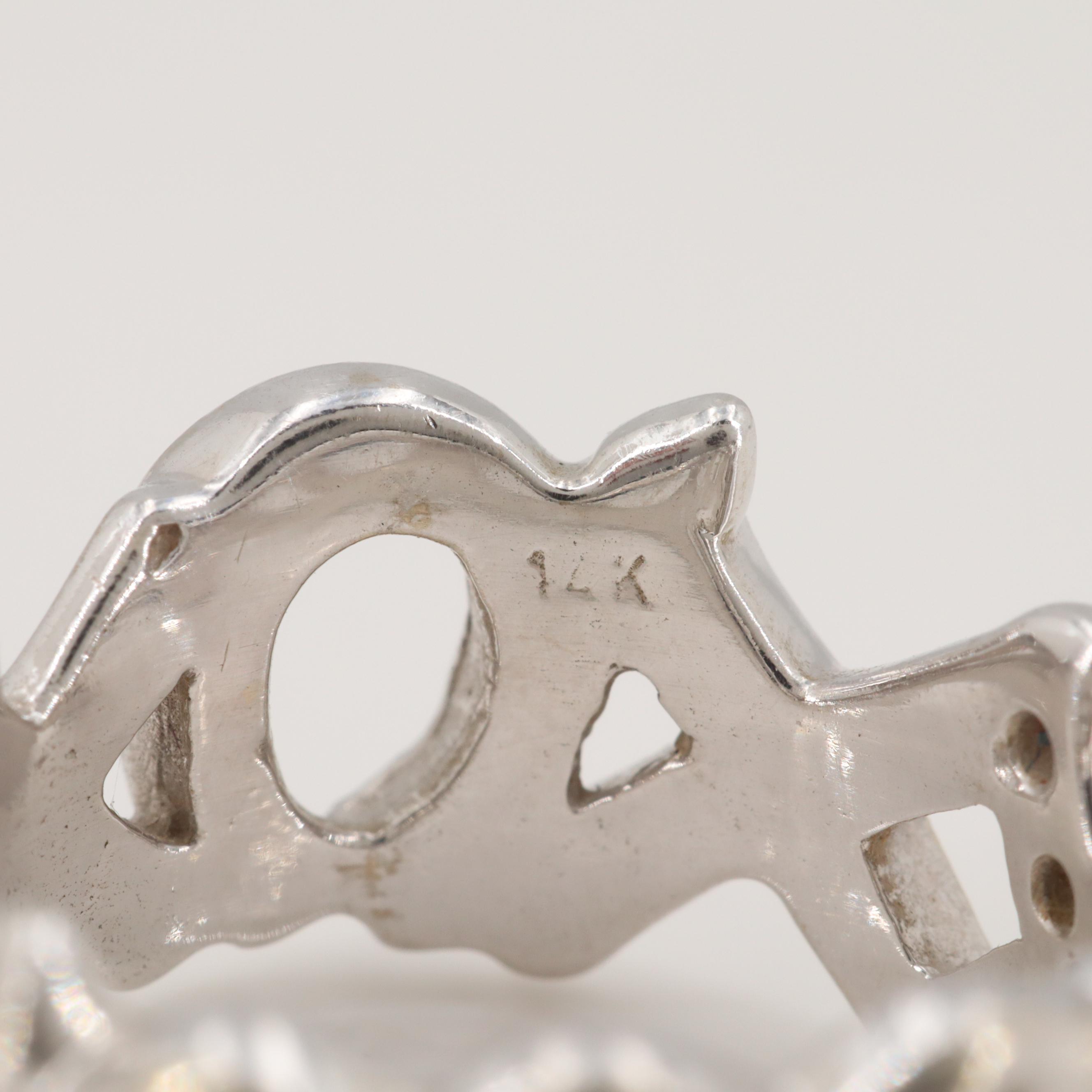 14K White Gold Diamond XOXO Ring