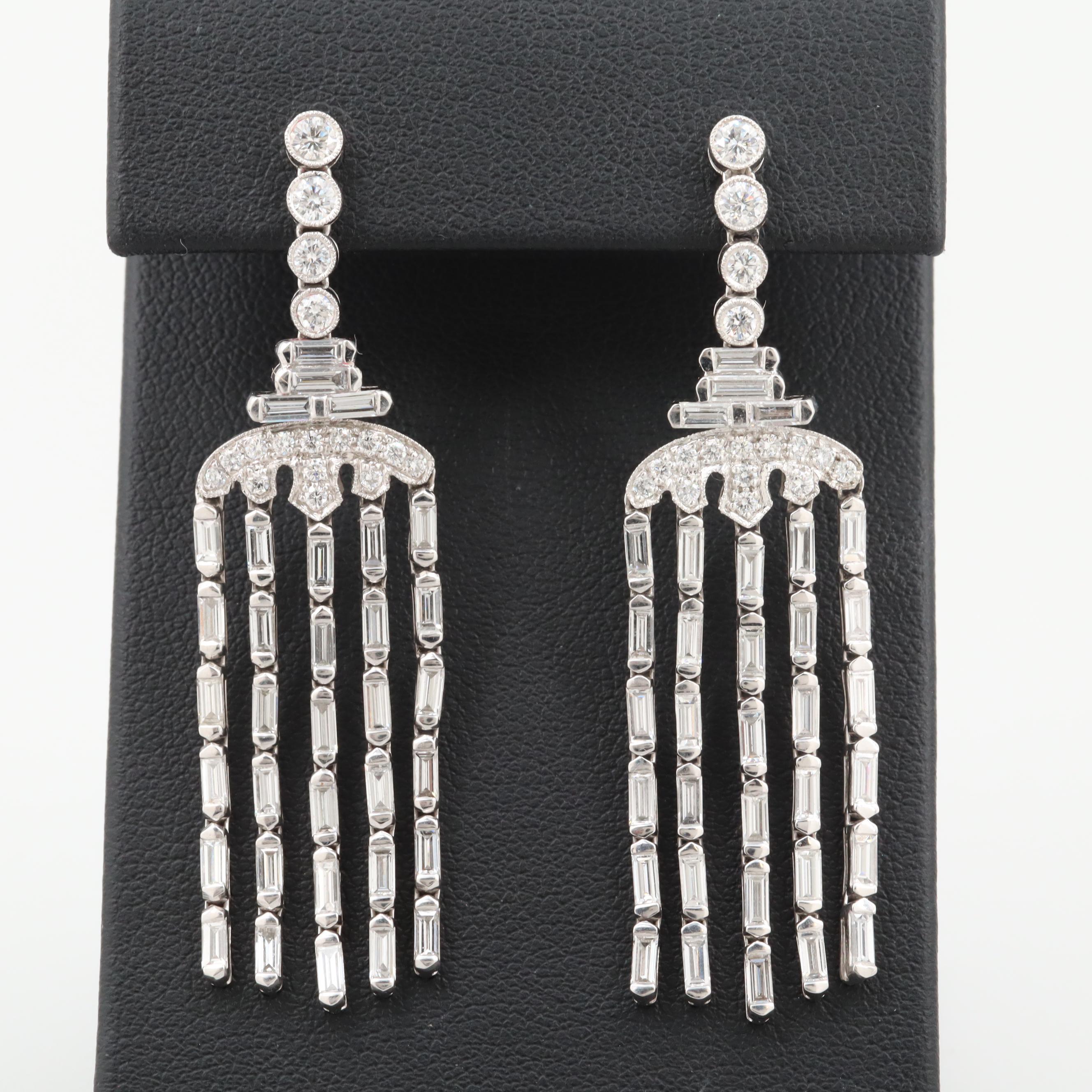 Platinum and 14K White Gold 4.83 CTW Diamond Chandelier Earrings