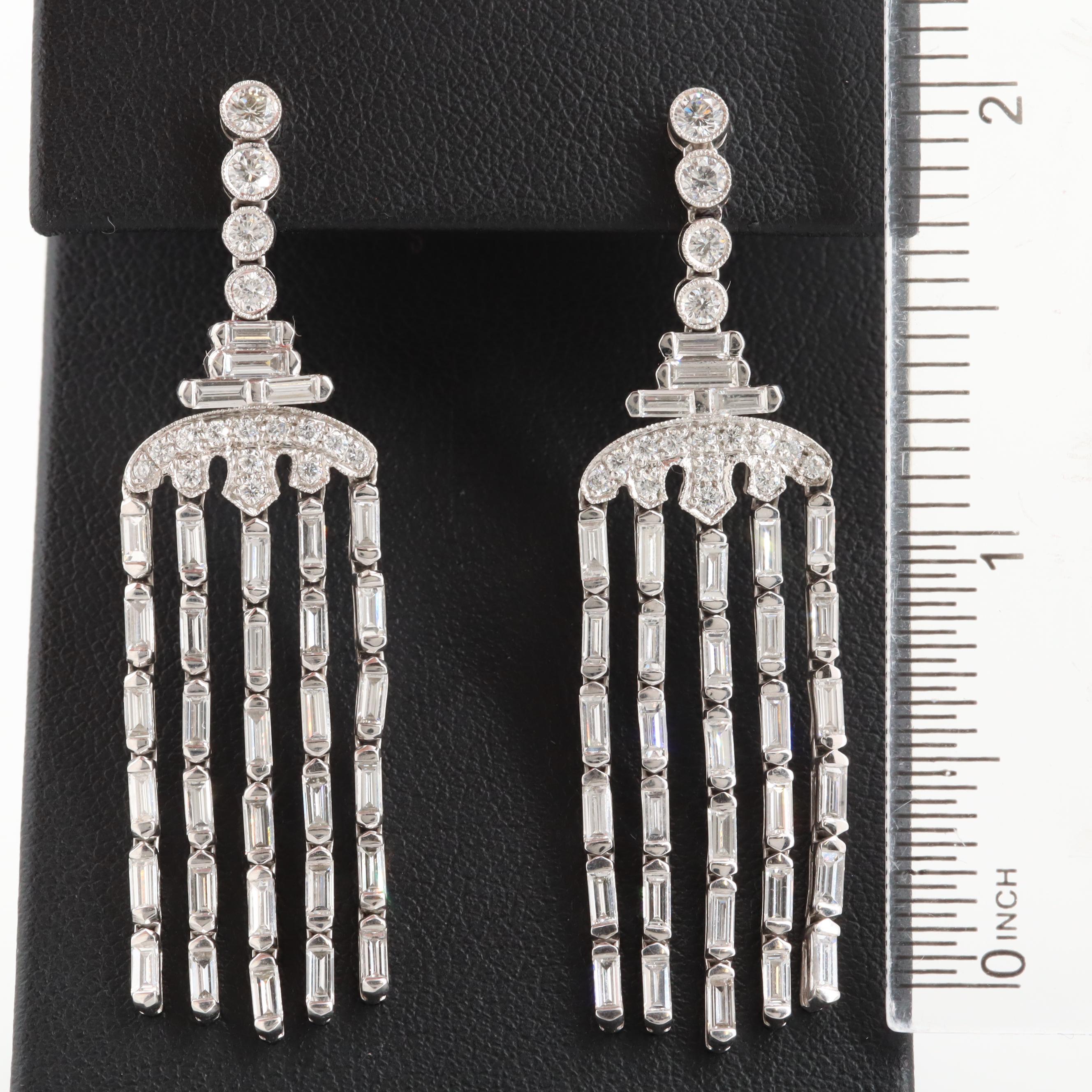 Platinum and 14K White Gold 4.83 CTW Diamond Chandelier Earrings