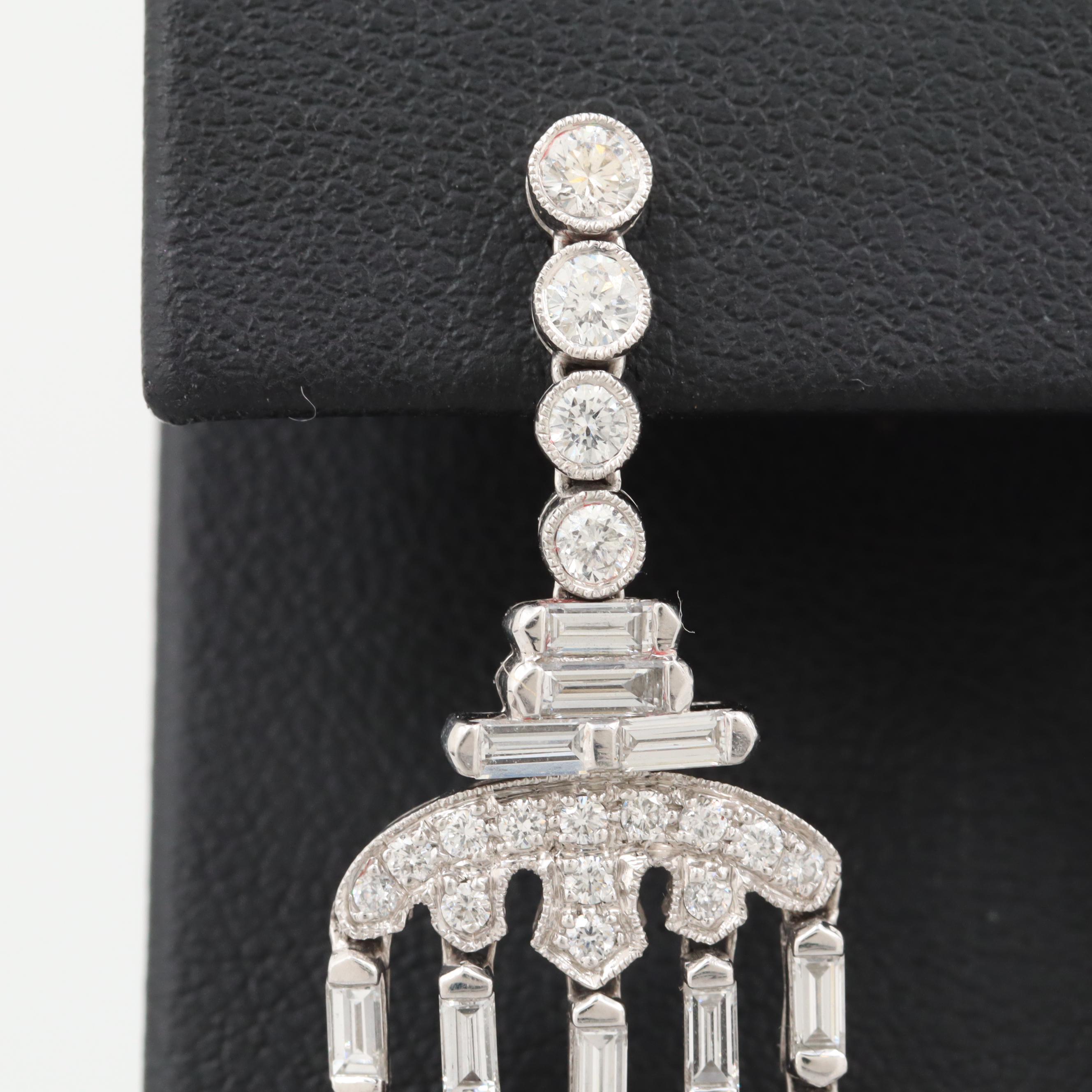Platinum and 14K White Gold 4.83 CTW Diamond Chandelier Earrings