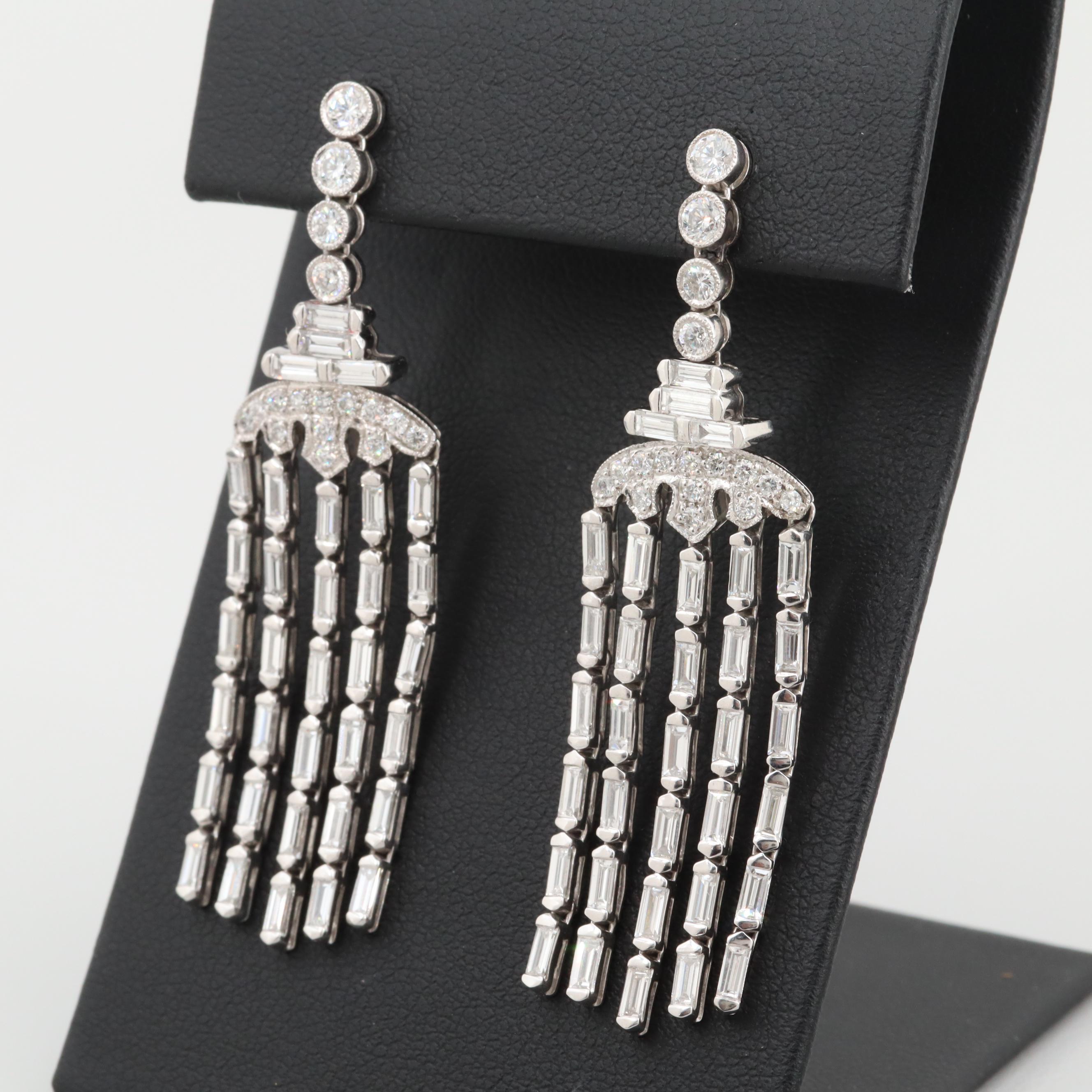 Platinum and 14K White Gold 4.83 CTW Diamond Chandelier Earrings