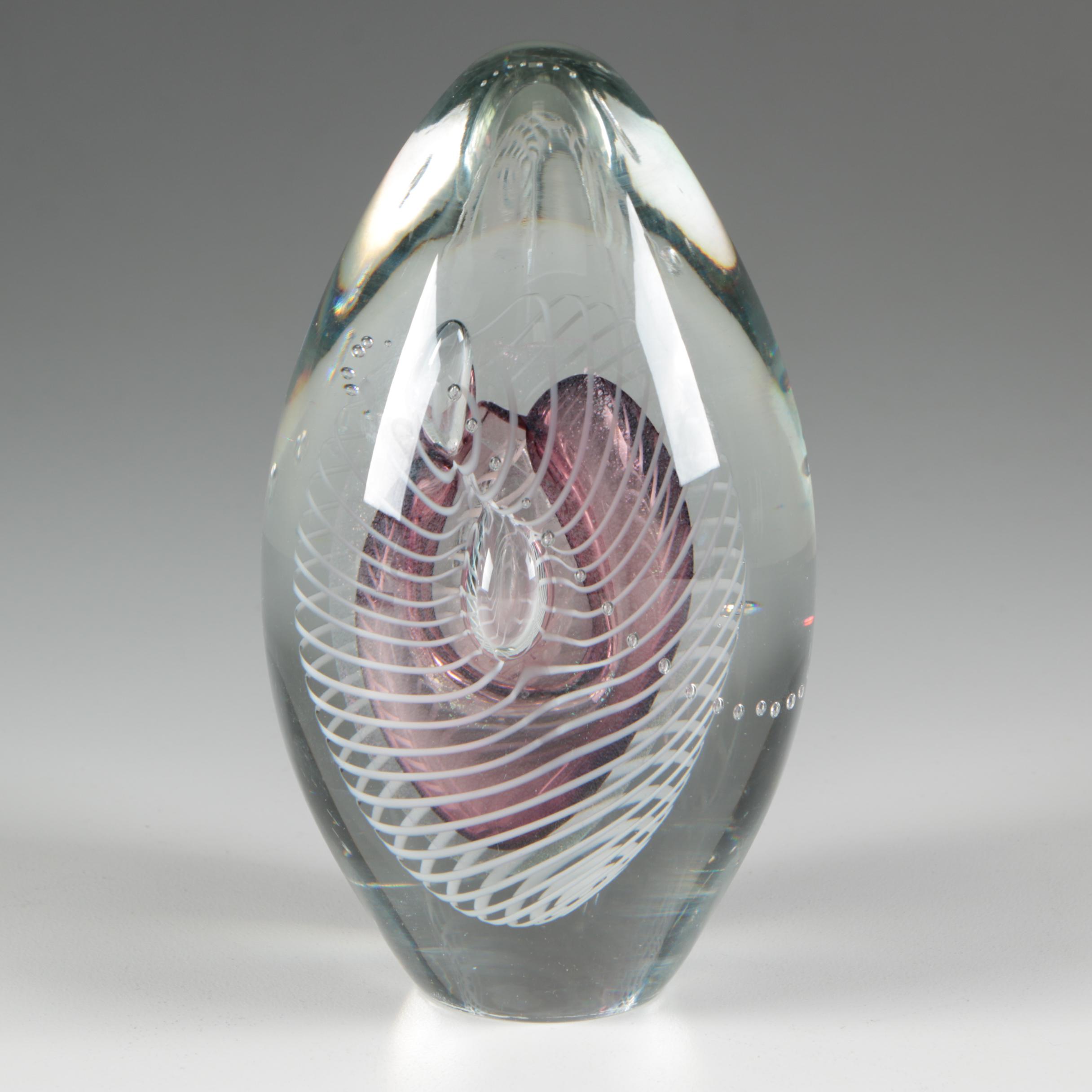 Robert Eickholt Blown Glass Paperweight, 1991