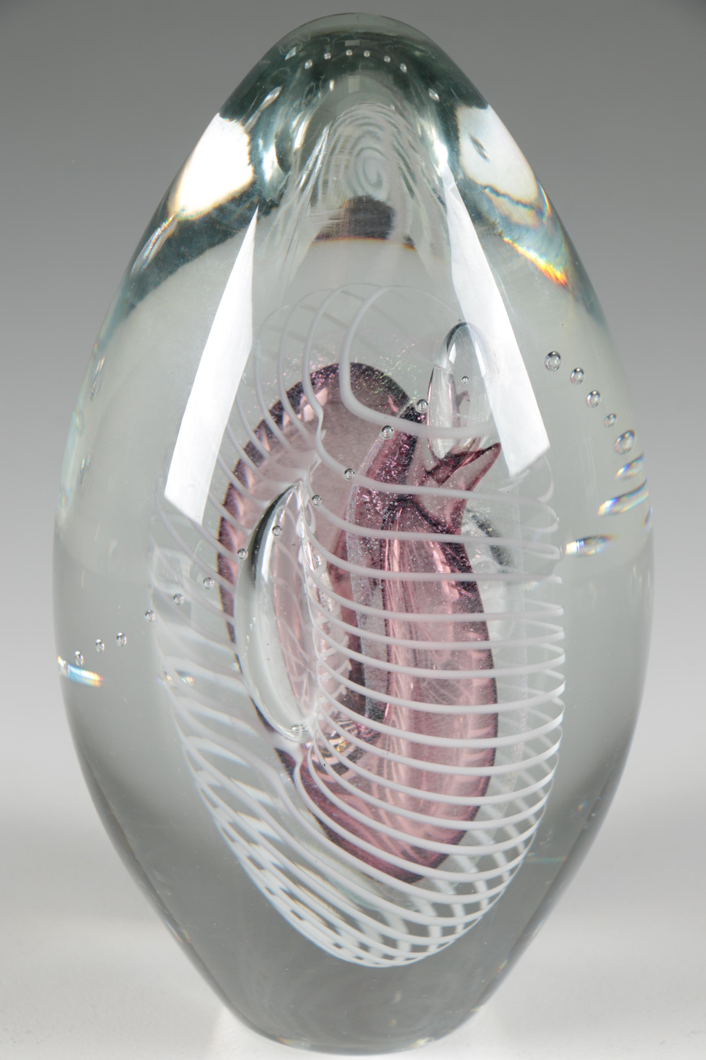 Robert Eickholt Blown Glass Paperweight, 1991