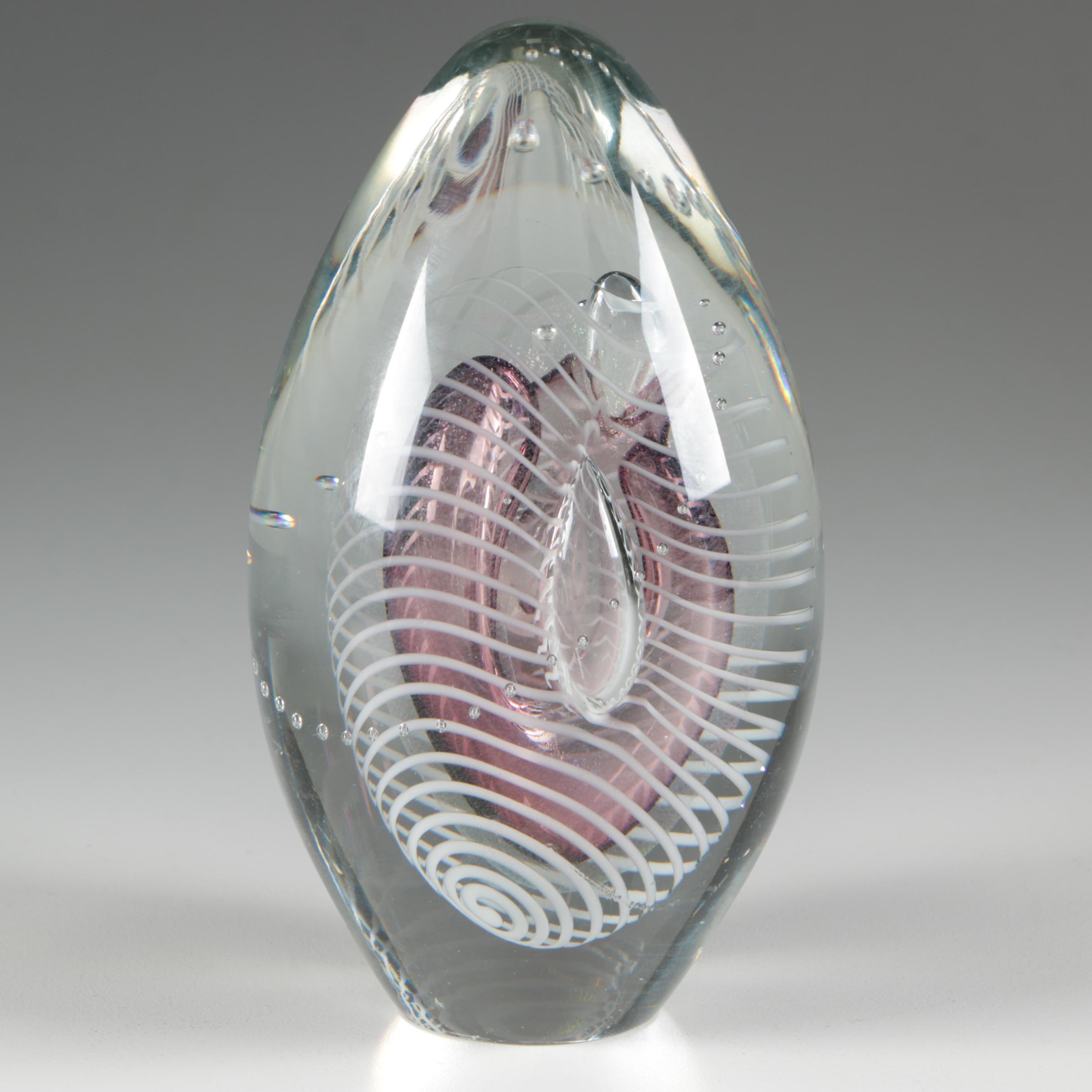 Robert Eickholt Blown Glass Paperweight, 1991