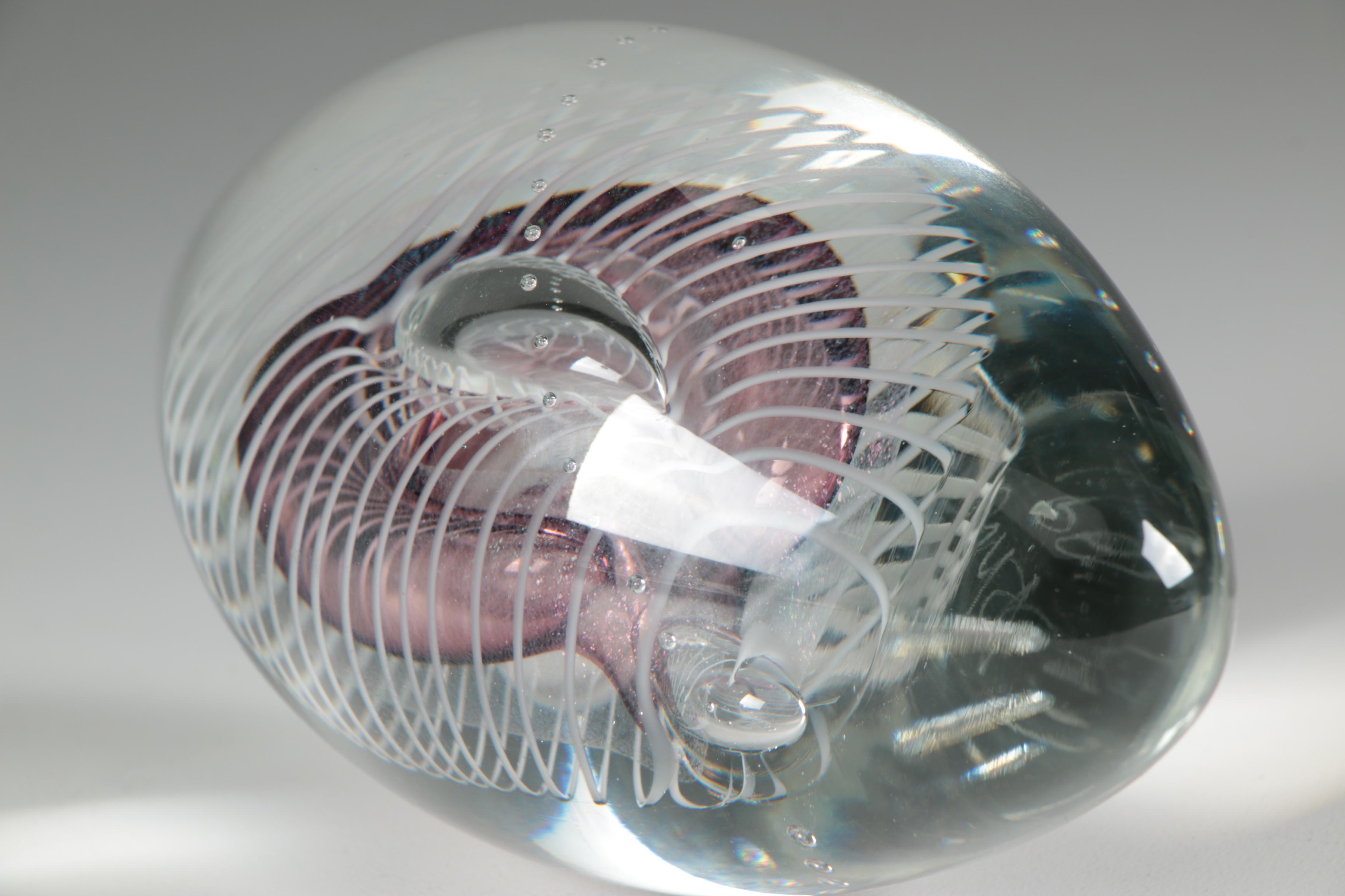Robert Eickholt Blown Glass Paperweight, 1991