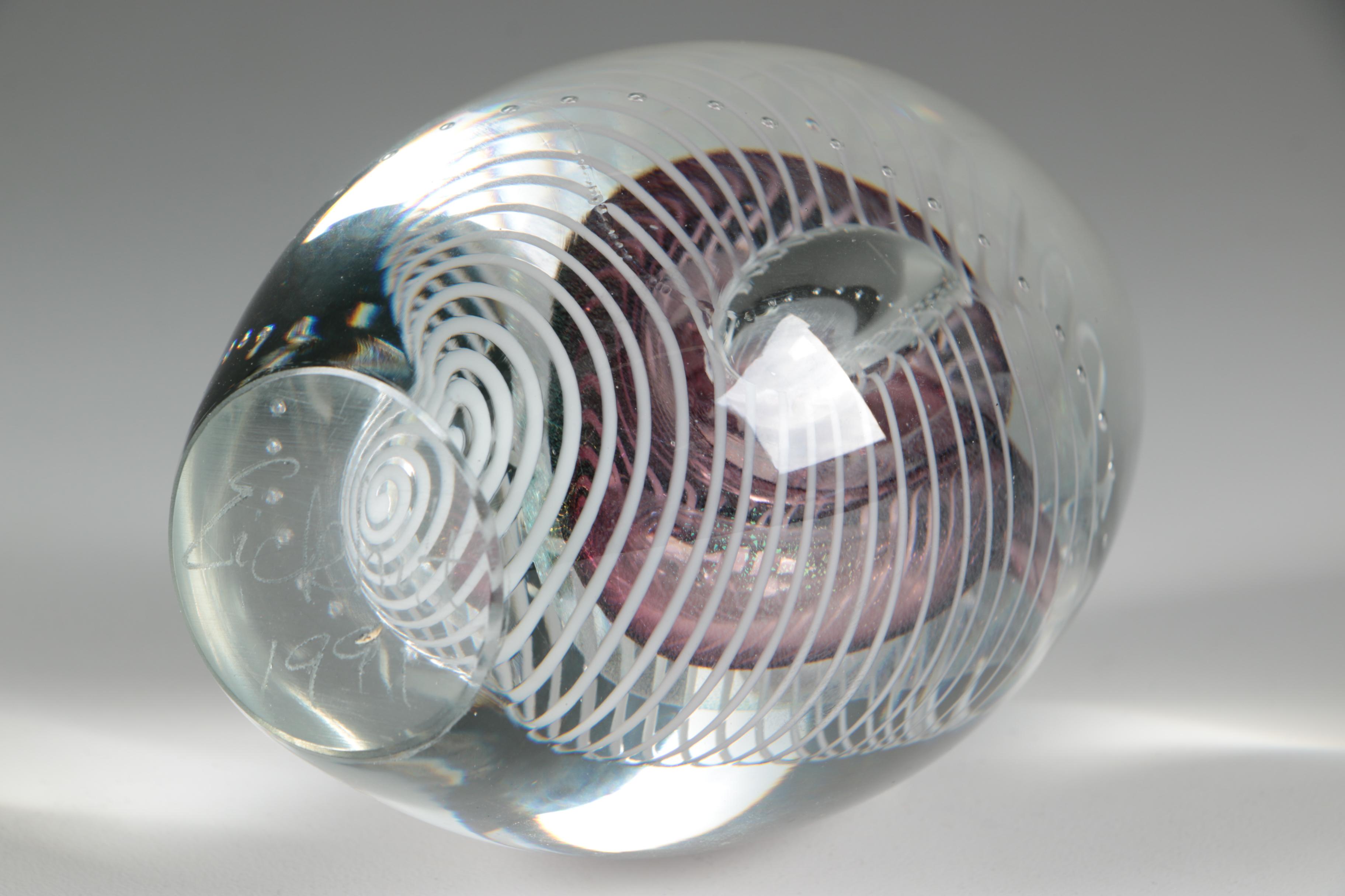 Robert Eickholt Blown Glass Paperweight, 1991