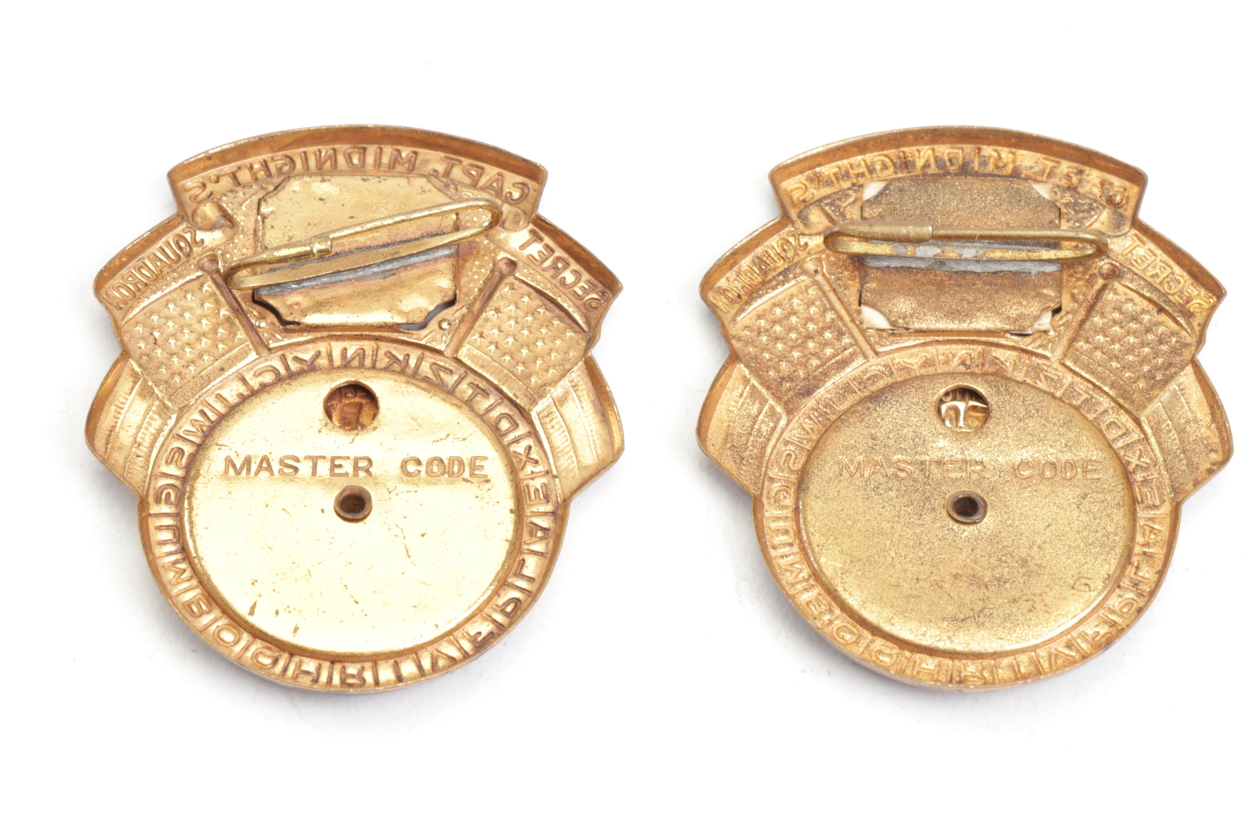 Captain Midnight Secret Squadron Decoder Badges, 1940s