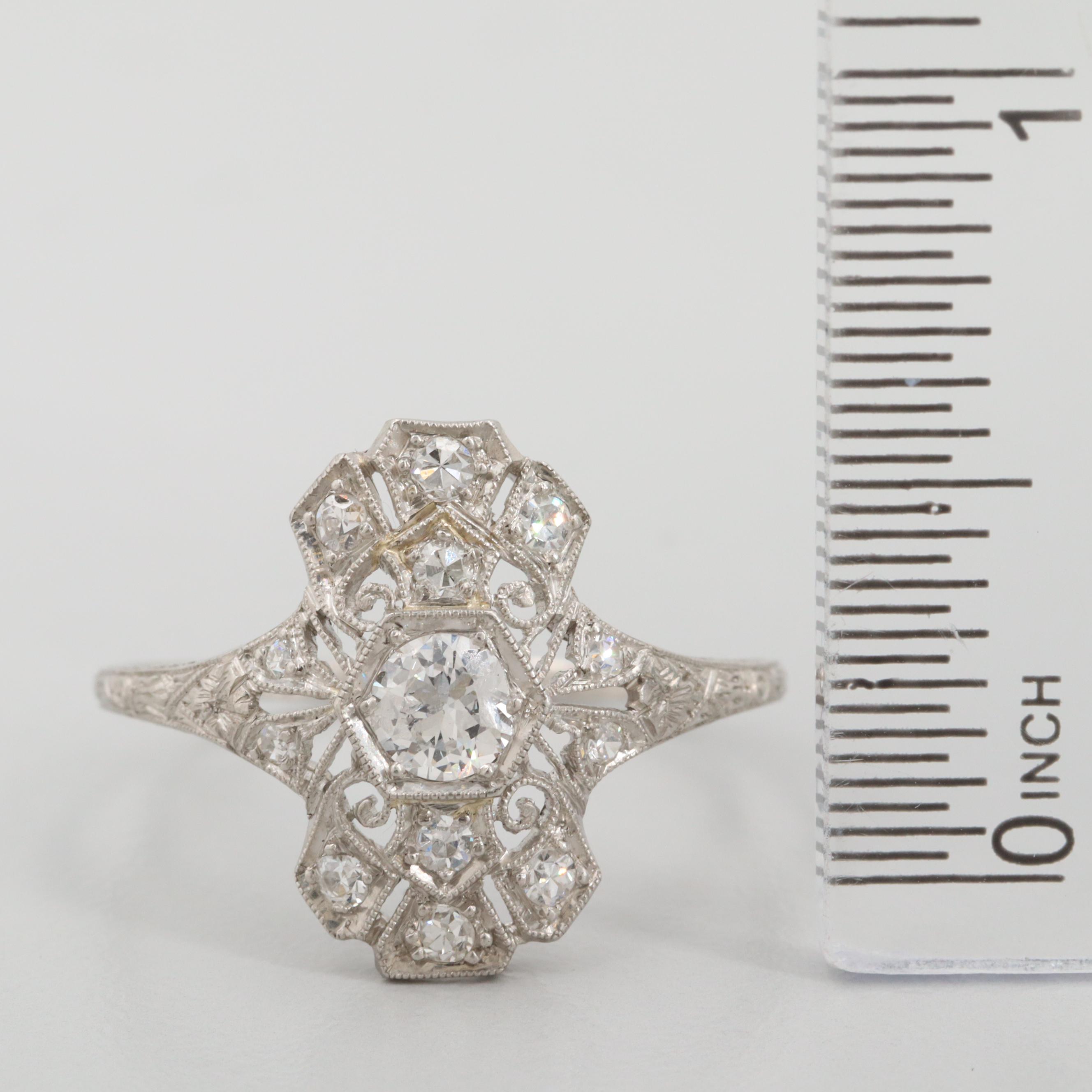 Art Nouveau Platinum Diamond Ring