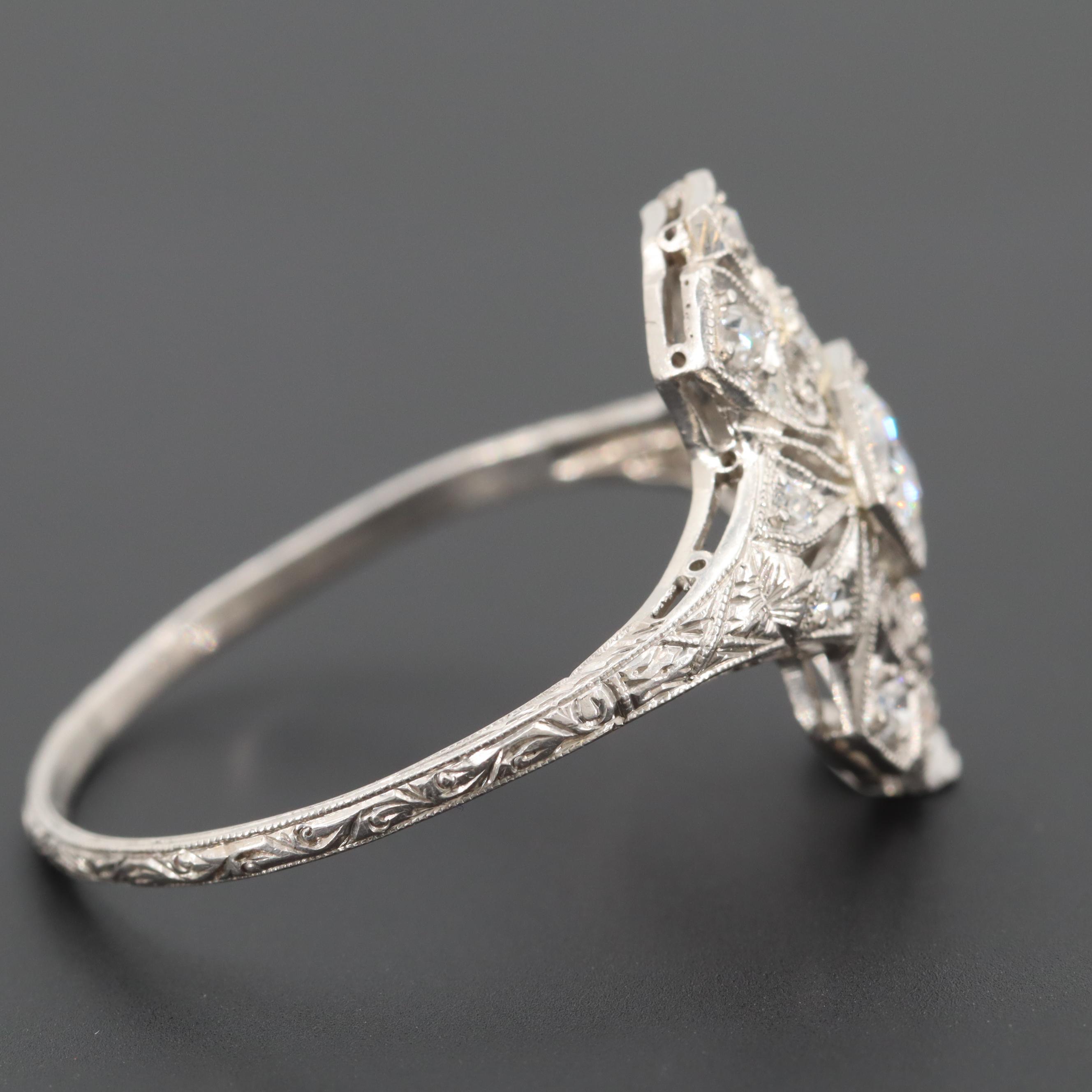 Art Nouveau Platinum Diamond Ring