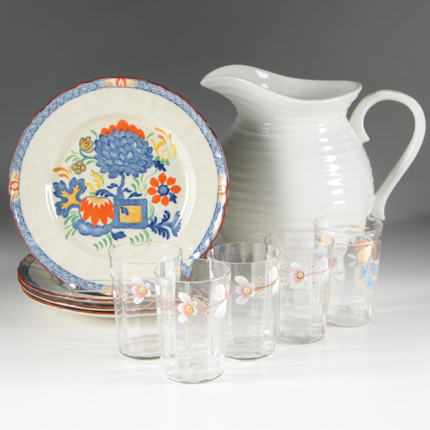 Mason's Ironstone "Jardiniere Pattern" Luncheon Plates, Zrike Pitcher, and More