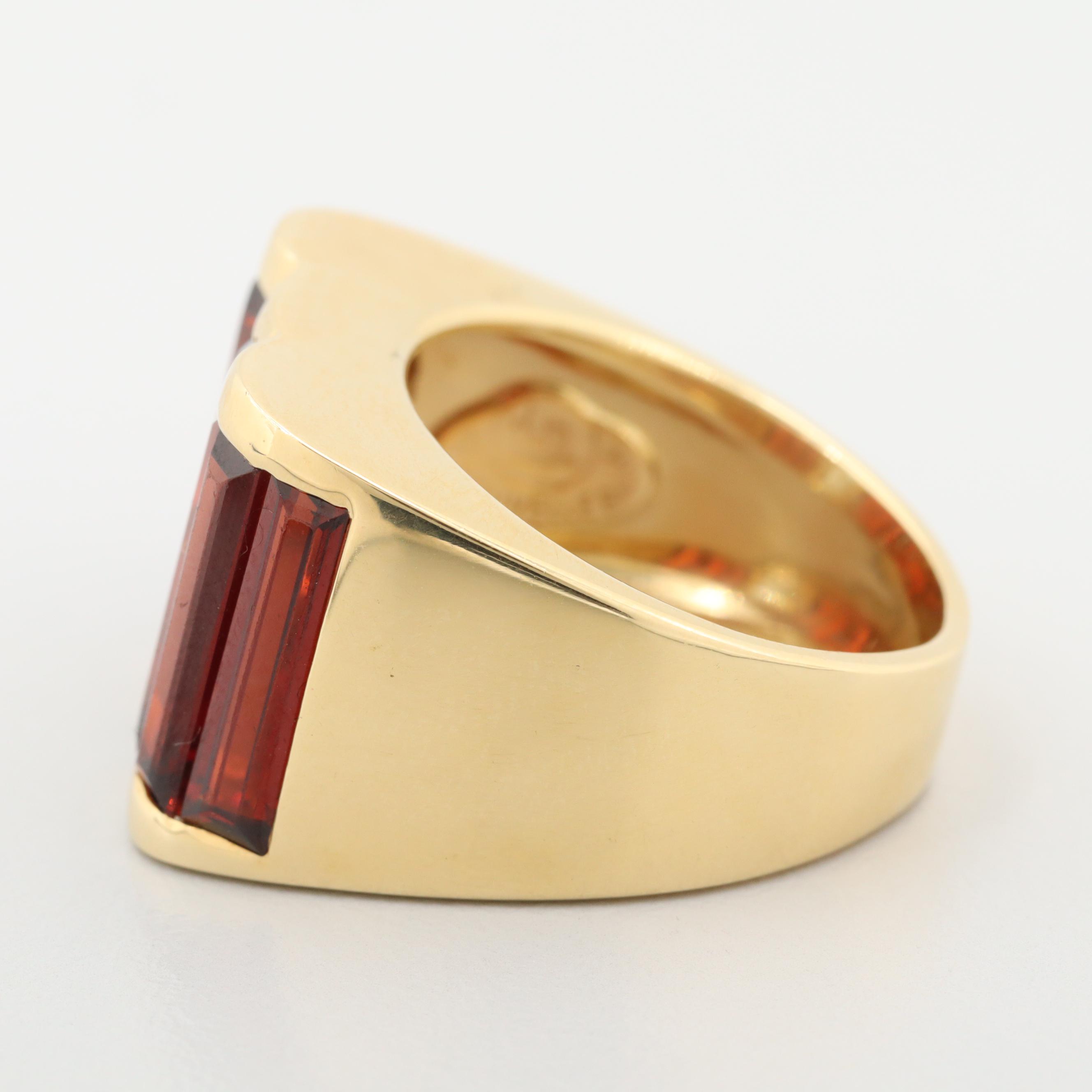 La Nouvelle Bague 18K Yellow Gold Garnet and Aquamarine Ring