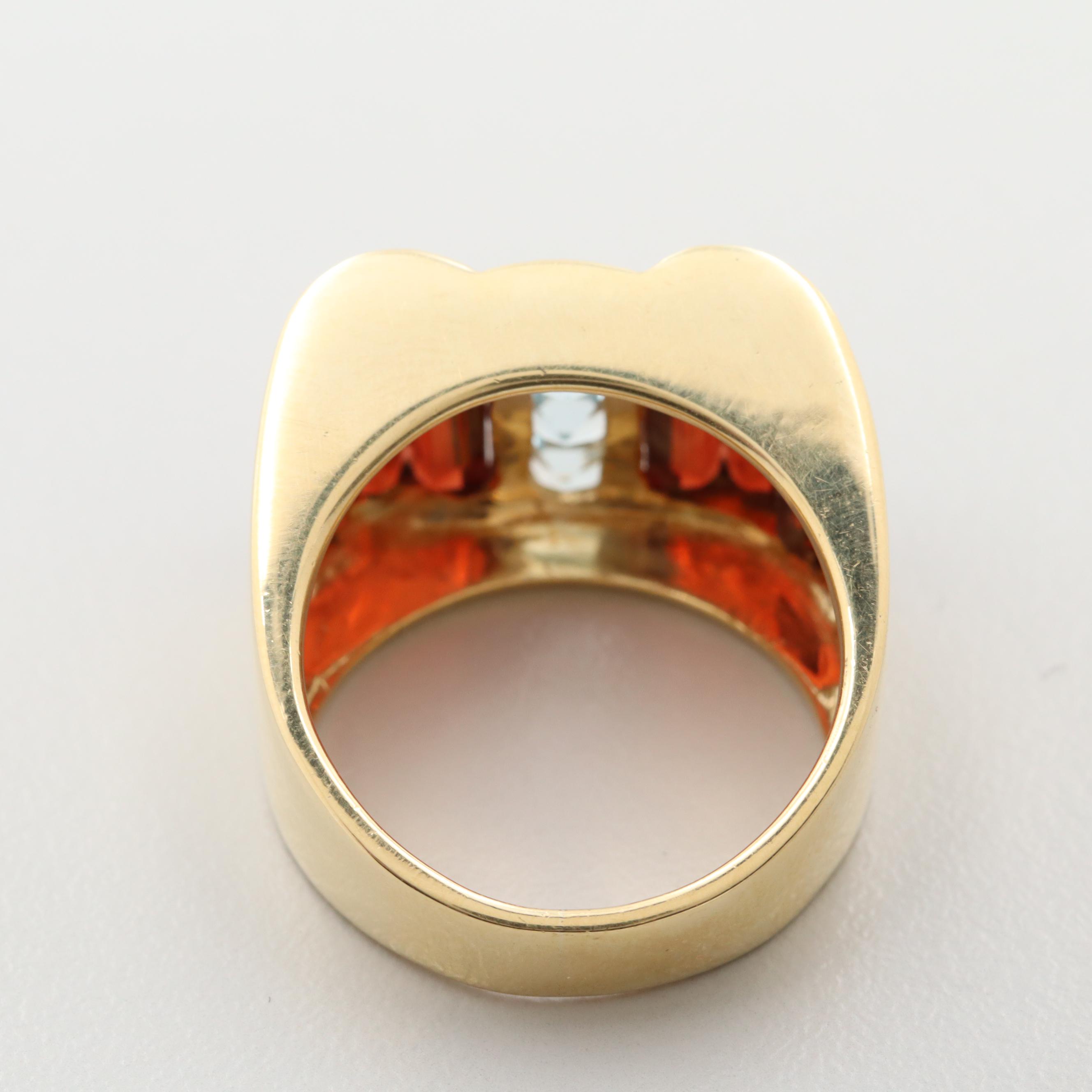 La Nouvelle Bague 18K Yellow Gold Garnet and Aquamarine Ring