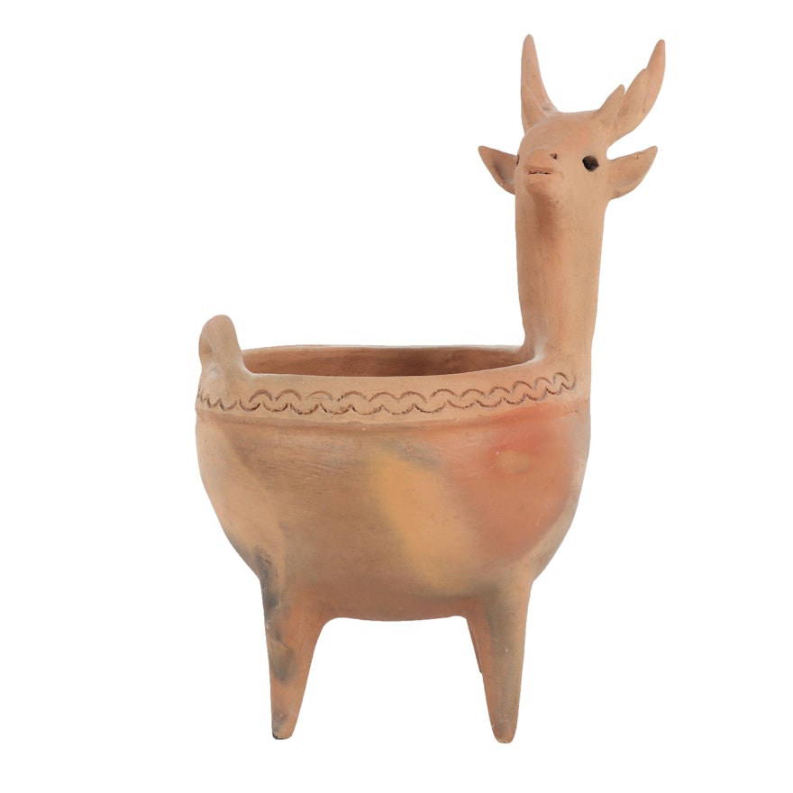 Vintage Clay Deer Planter