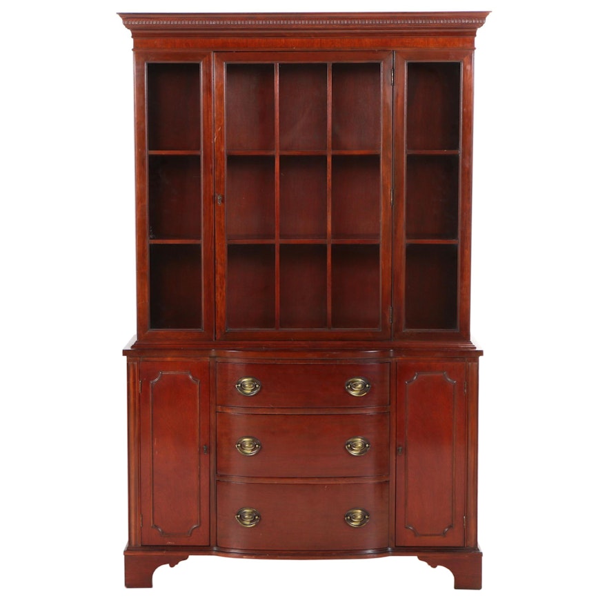 George III Style Mahogany-Veneered and Stained China Cabinet, 20th Century