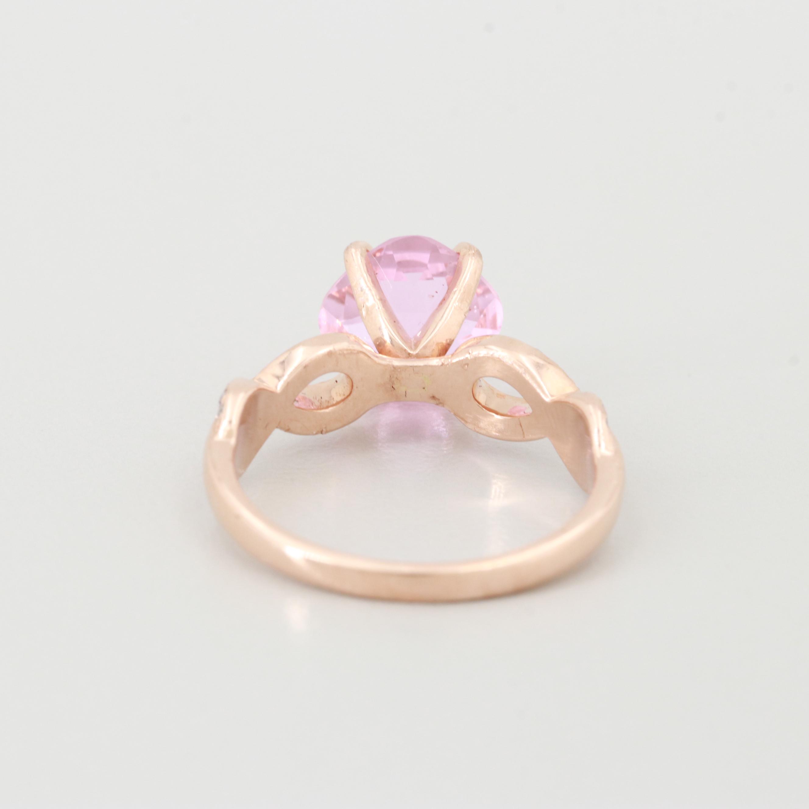 14K Rose Gold Cubic Zirconia and Diamond Ring