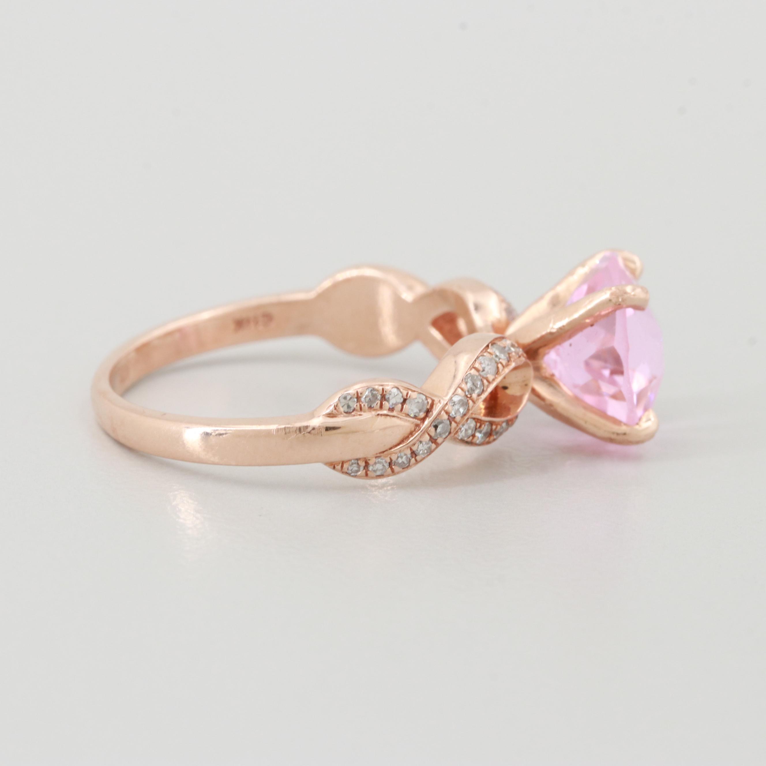 14K Rose Gold Cubic Zirconia and Diamond Ring