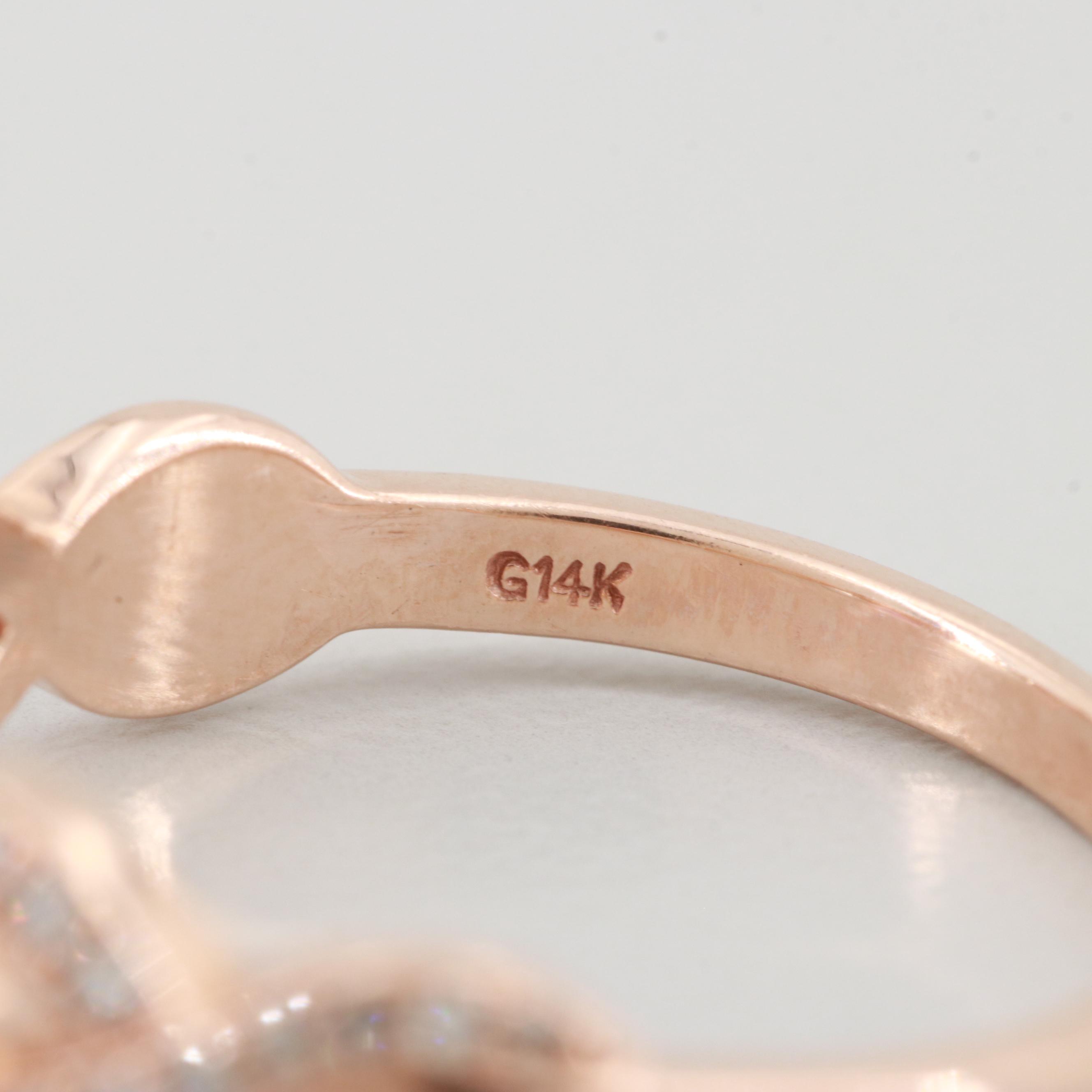 14K Rose Gold Cubic Zirconia and Diamond Ring