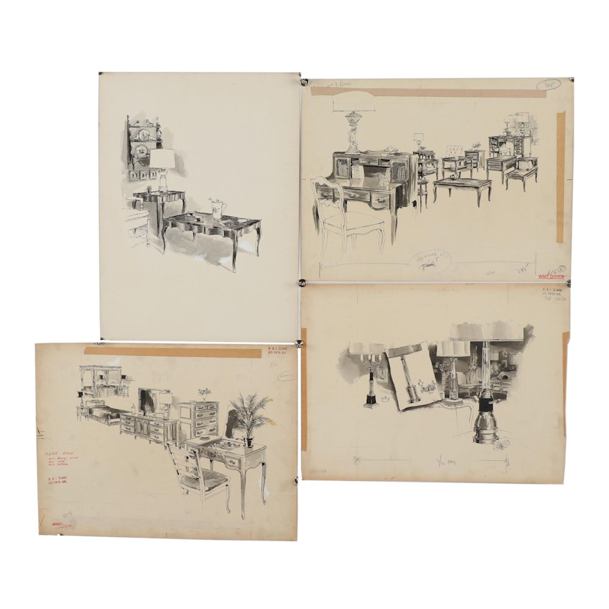 Max Walter Furniture Design Illustrations for W. & J. Sloane