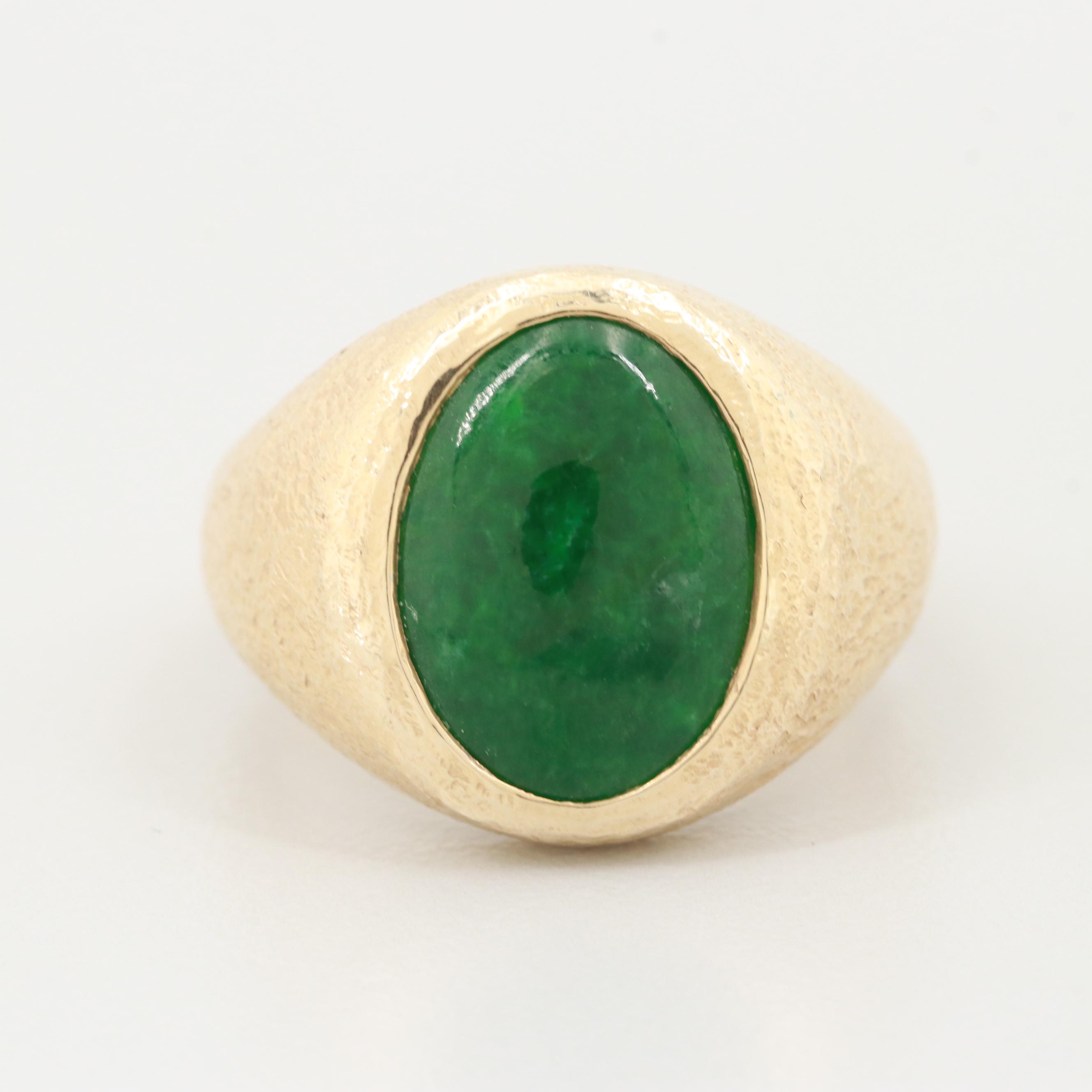 14K Yellow Gold Jadeite Ring