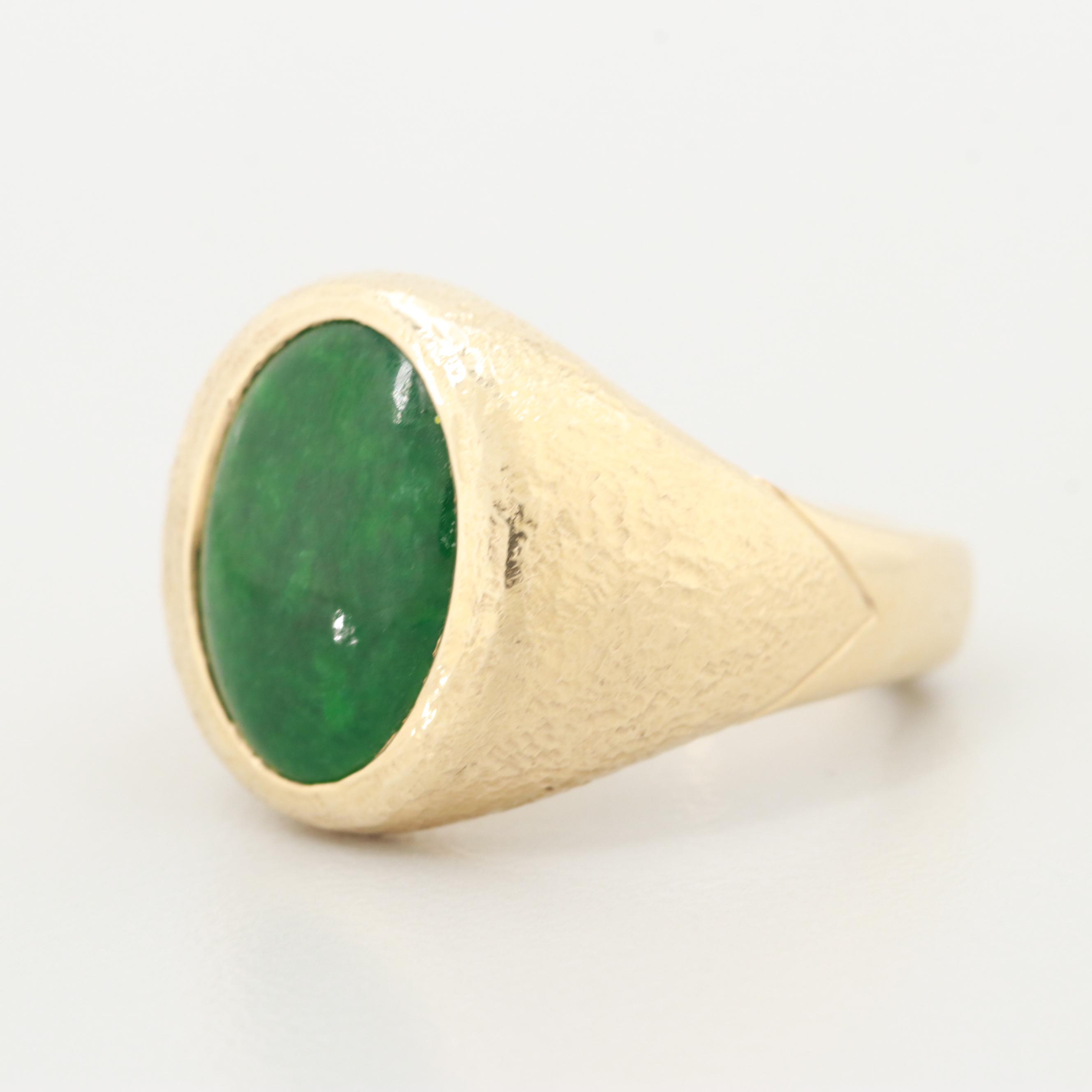14K Yellow Gold Jadeite Ring
