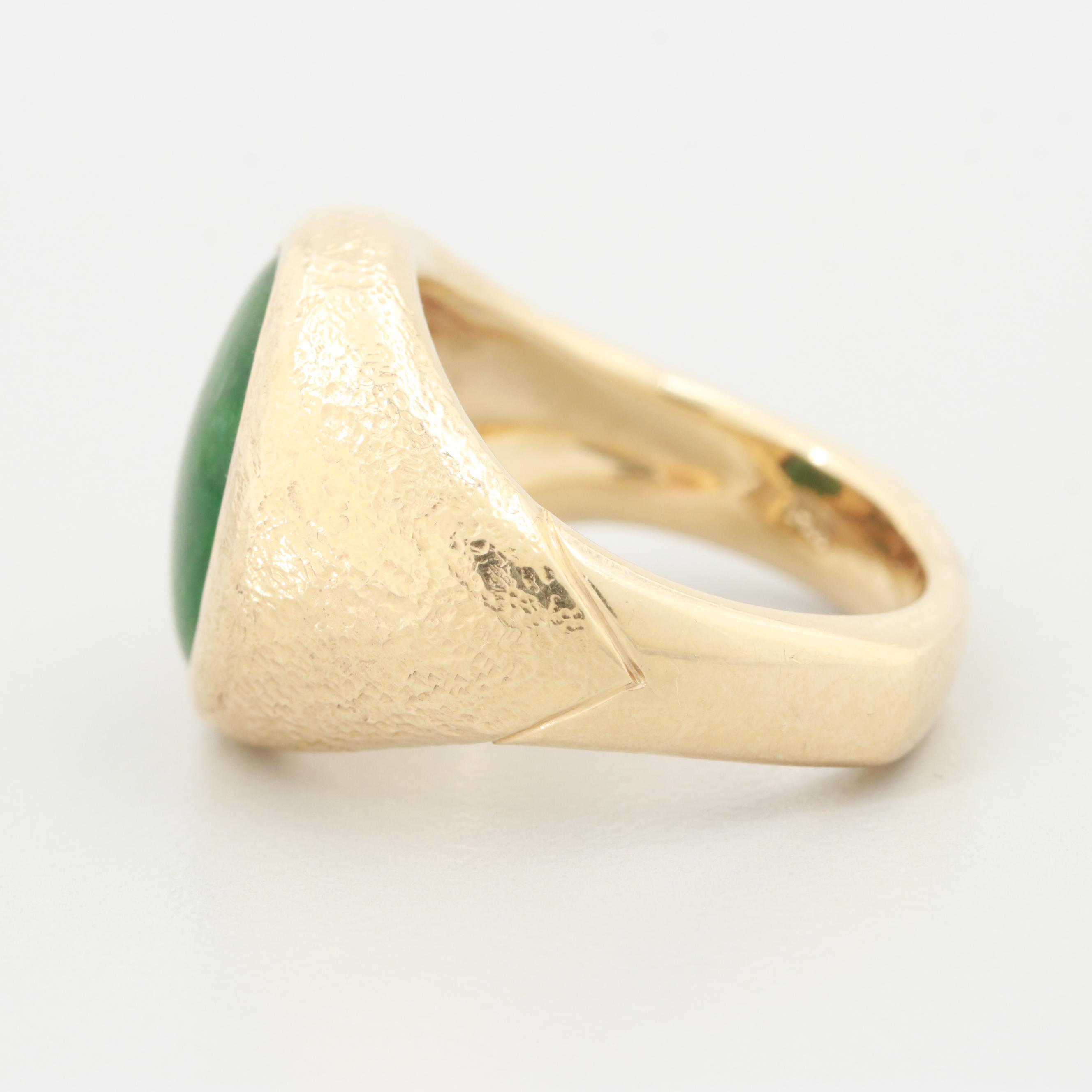 14K Yellow Gold Jadeite Ring