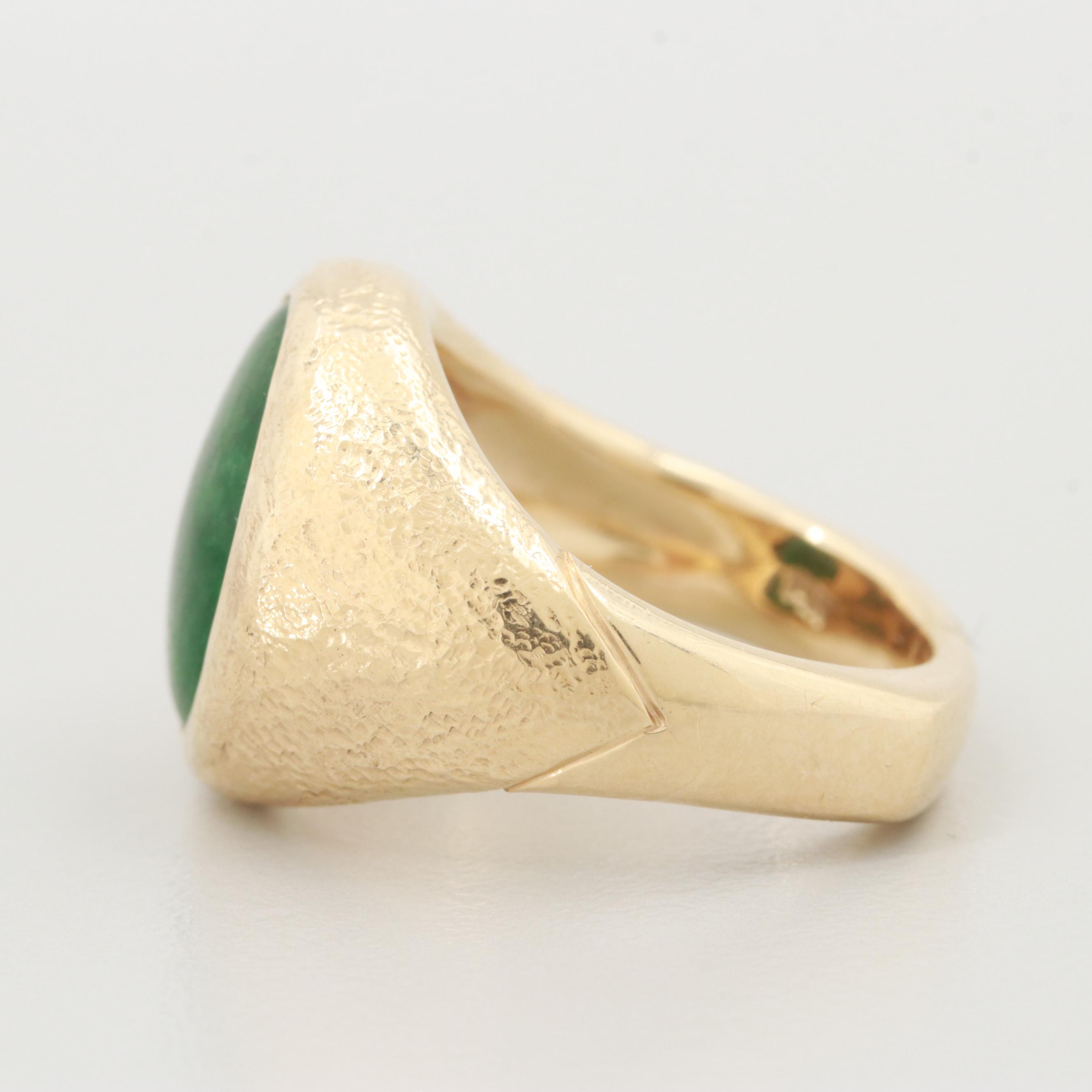 14K Yellow Gold Jadeite Ring