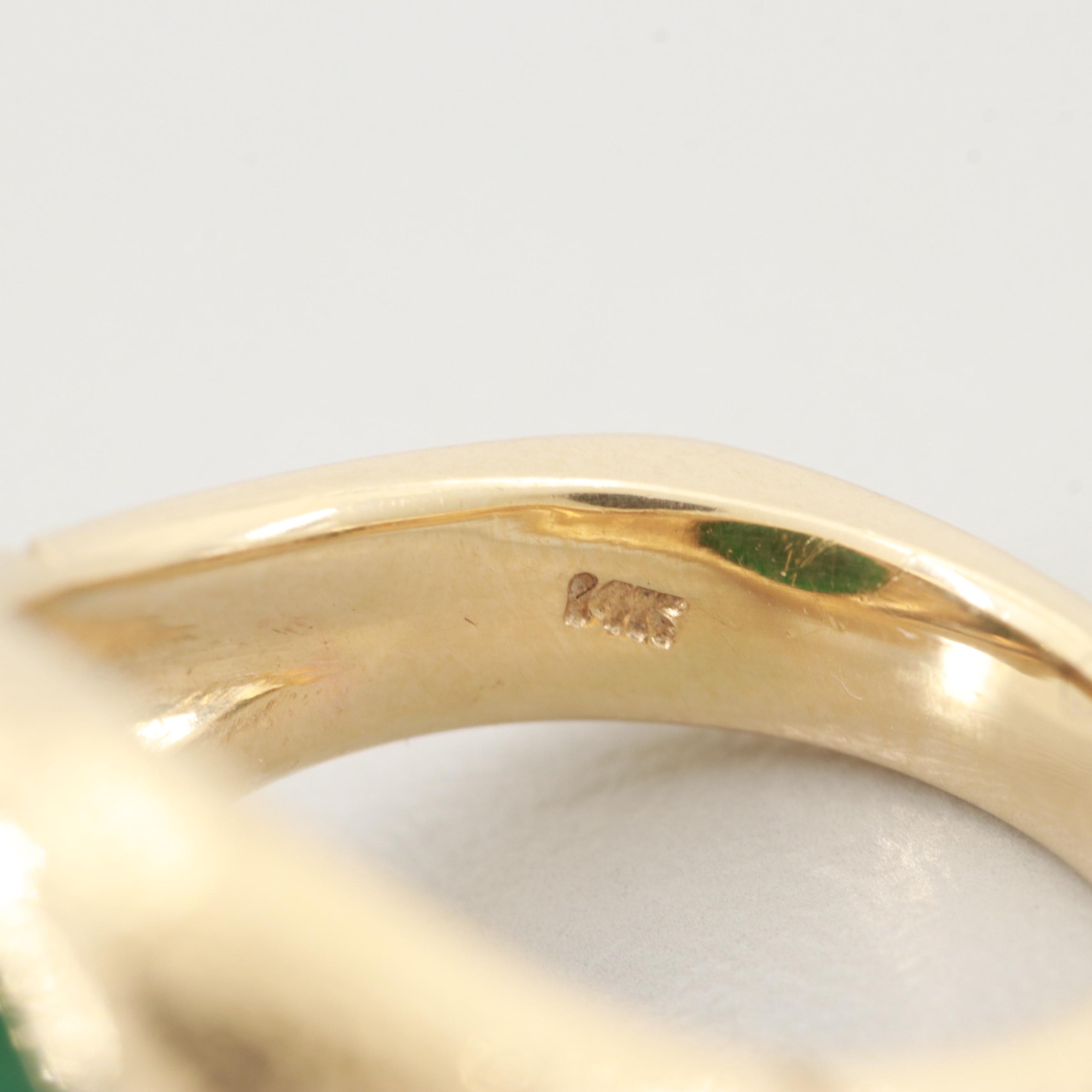 14K Yellow Gold Jadeite Ring