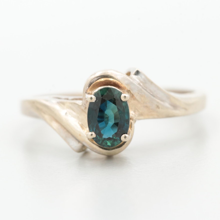 14K Yellow Gold Blue Sapphire Ring