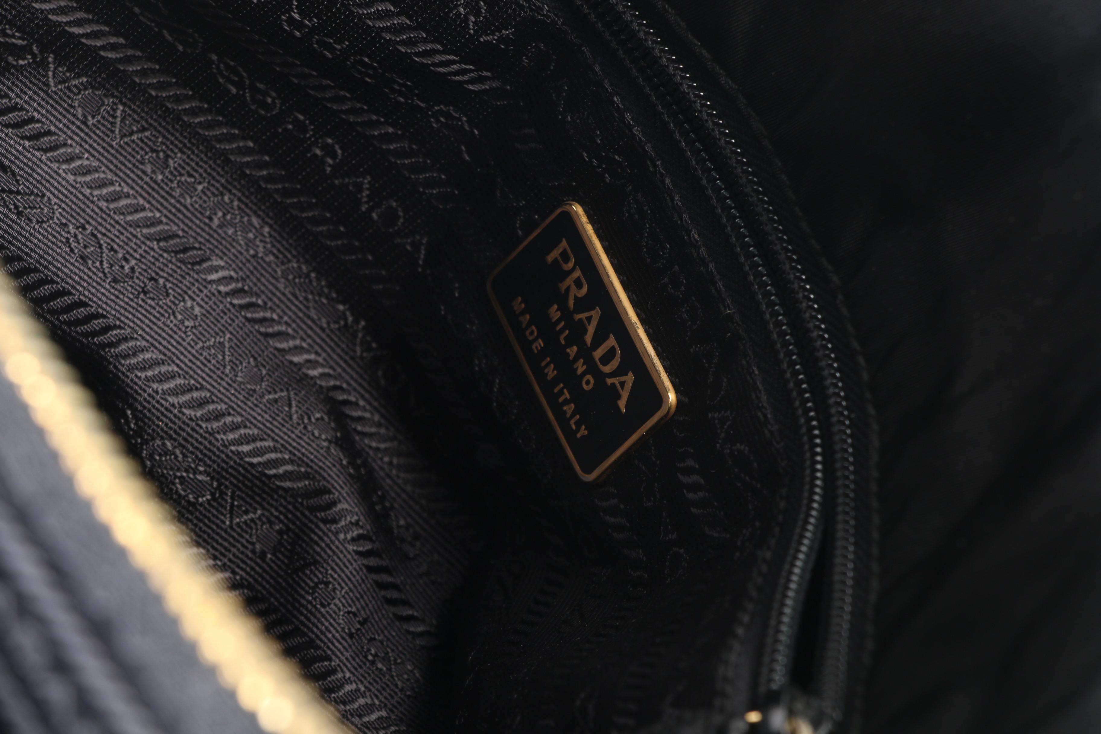 Prada Black Nylon Tote with Tessuto Catena Straps