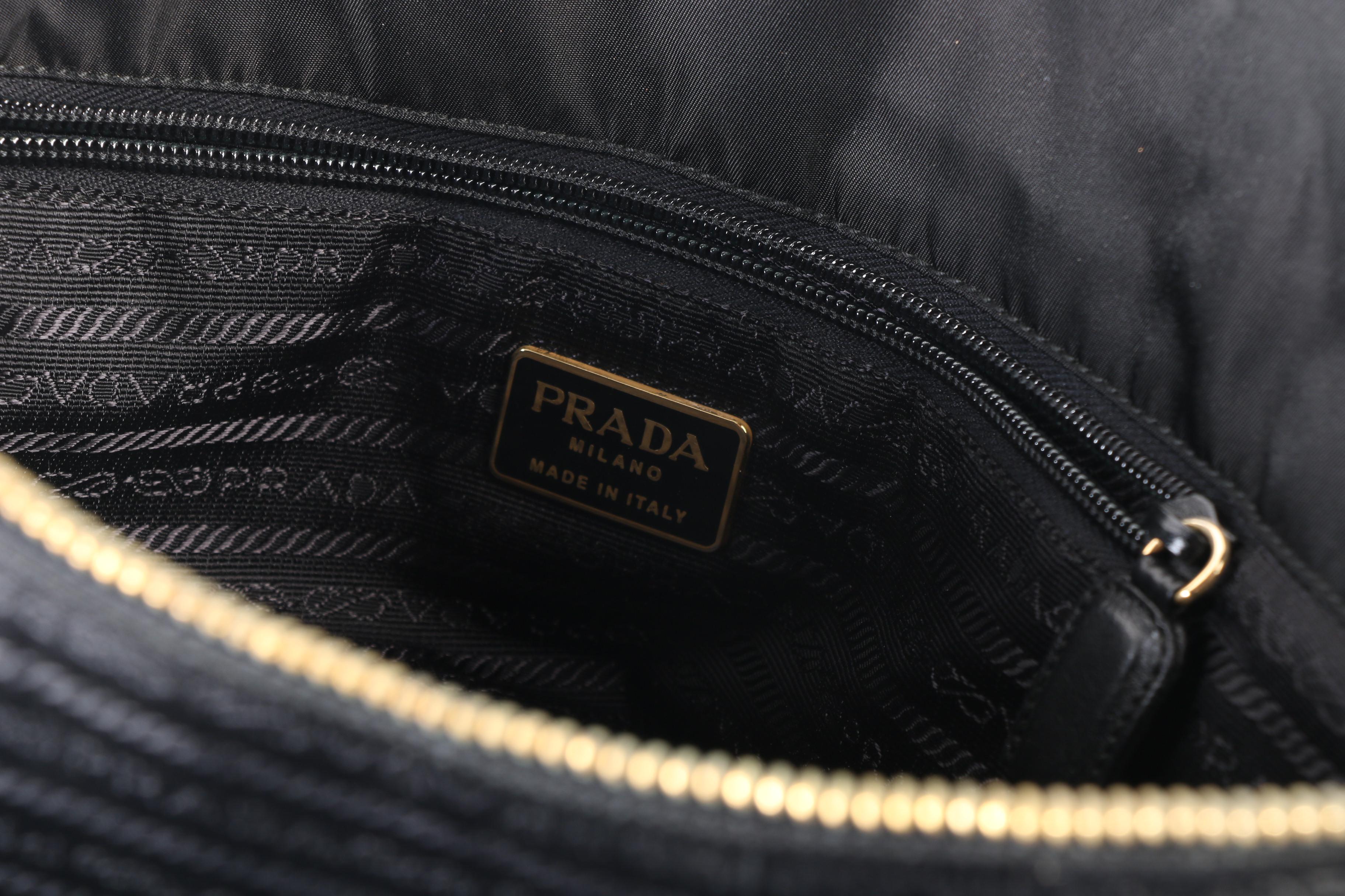 Prada Black Nylon Tote with Tessuto Catena Straps