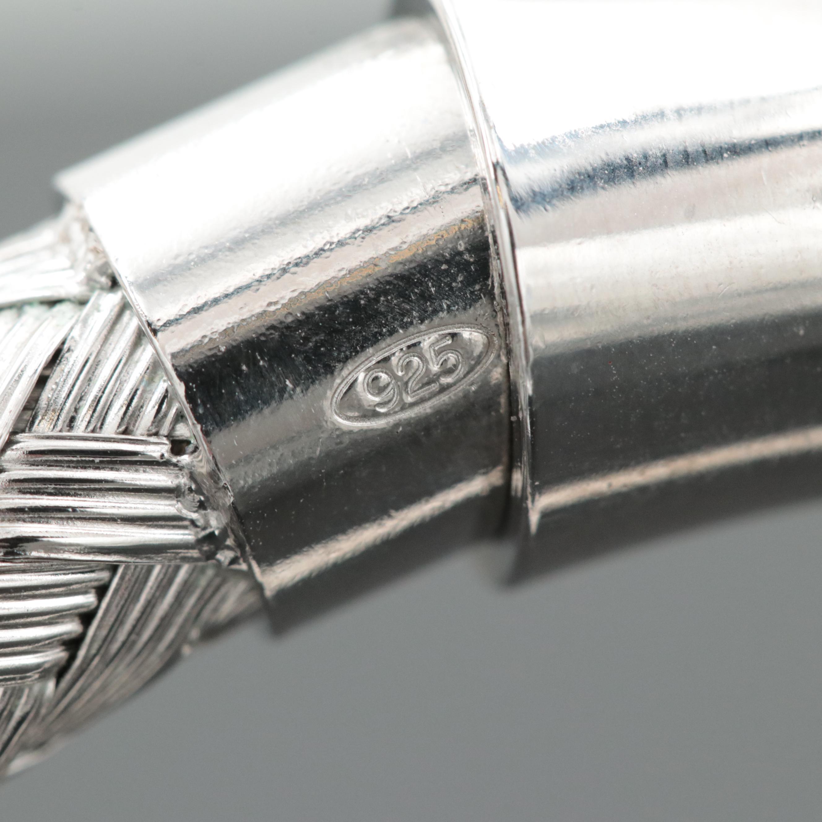 Silver Tone Woven Flexible Bangle Bracelet