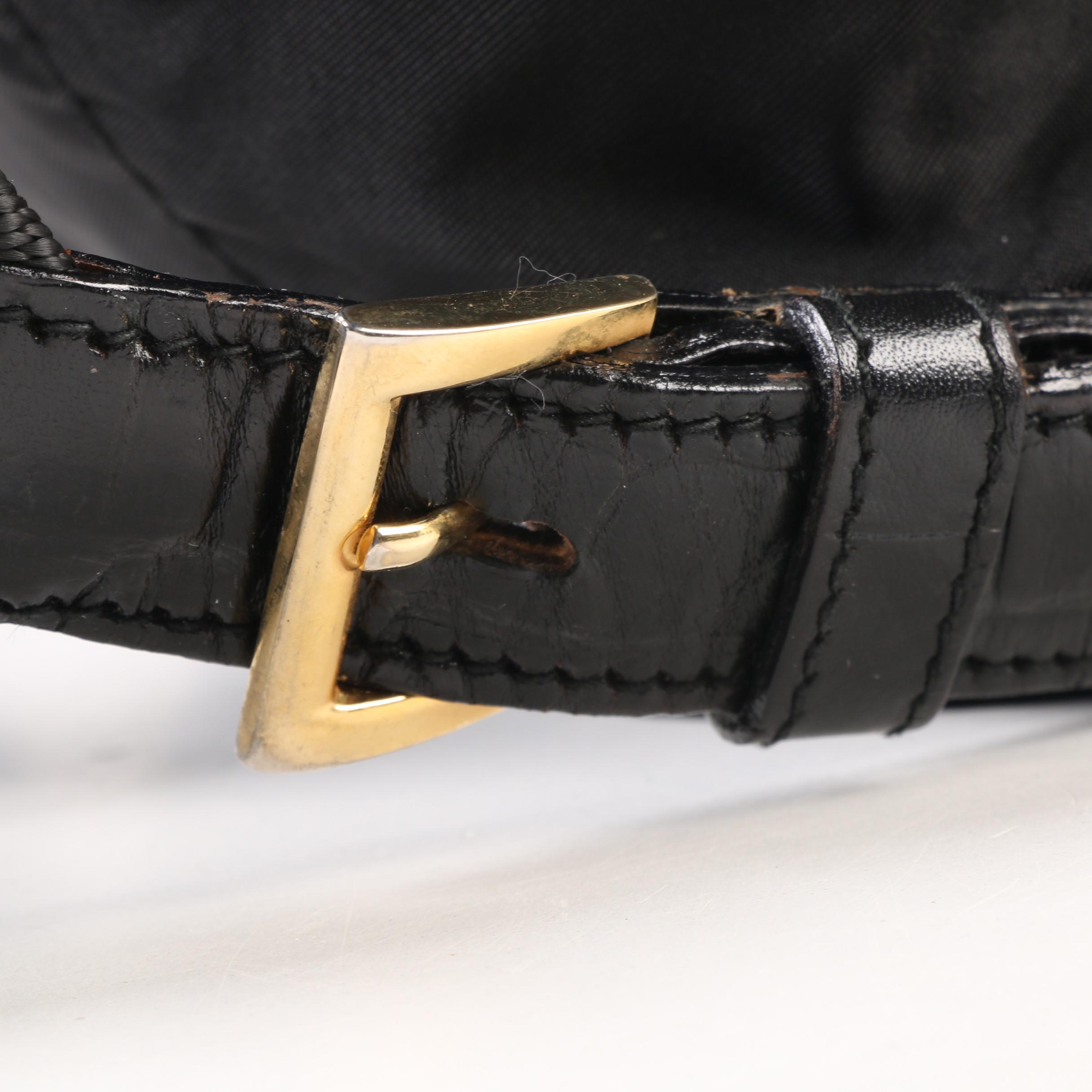 Prada Black Nylon and Alligator Embossed Leather Backpack