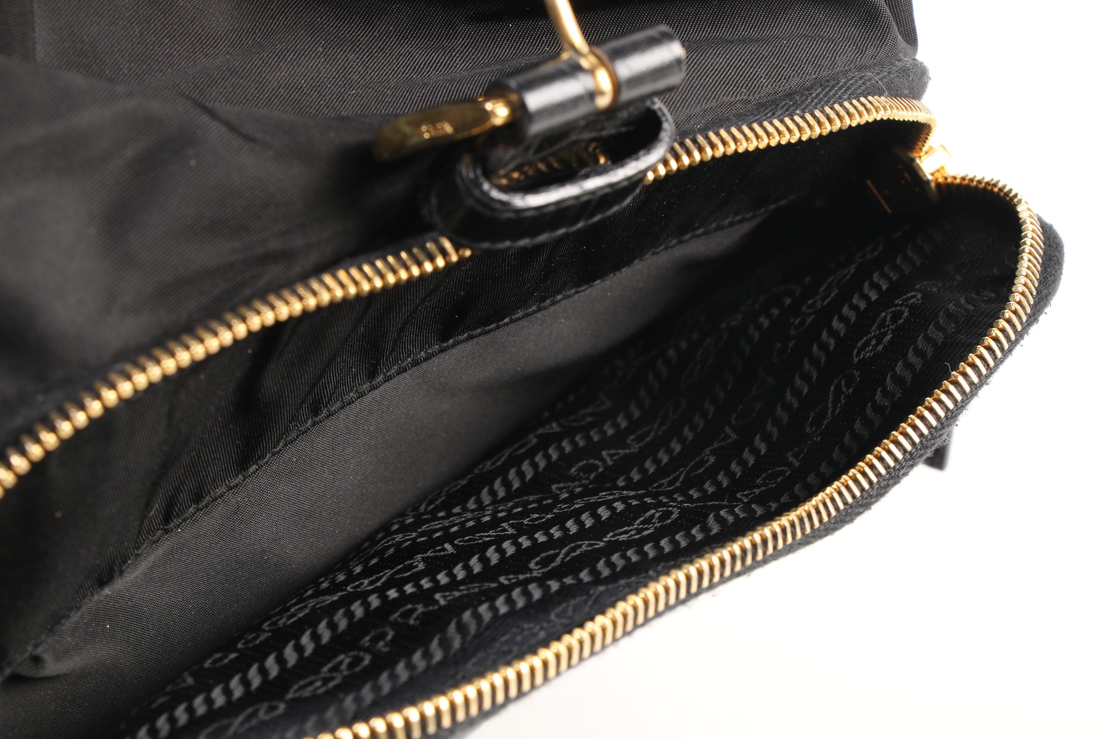 Prada Black Nylon and Alligator Embossed Leather Backpack