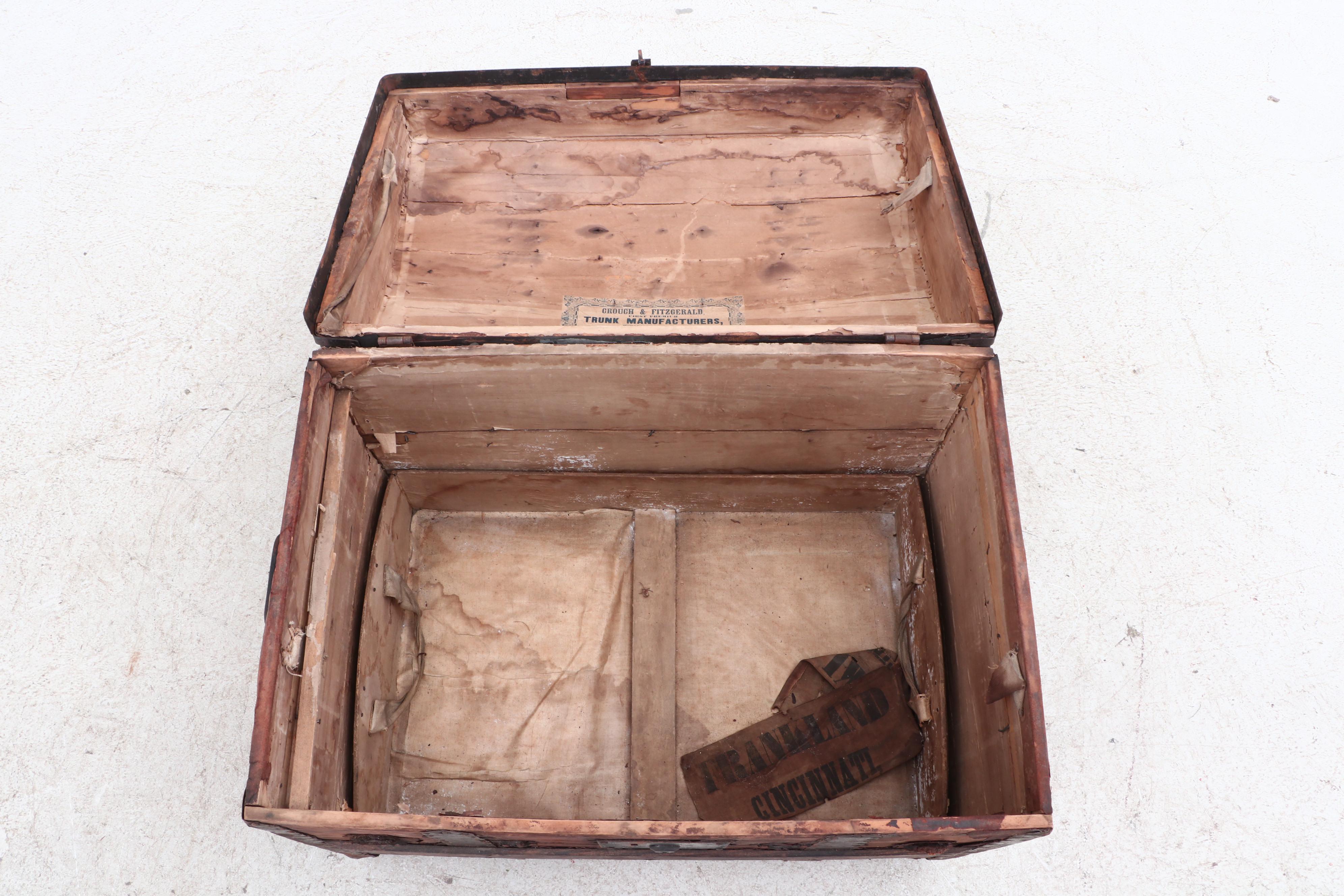 Crouch & Fitzgerald Antique Trunk, circa Mid-19th Century