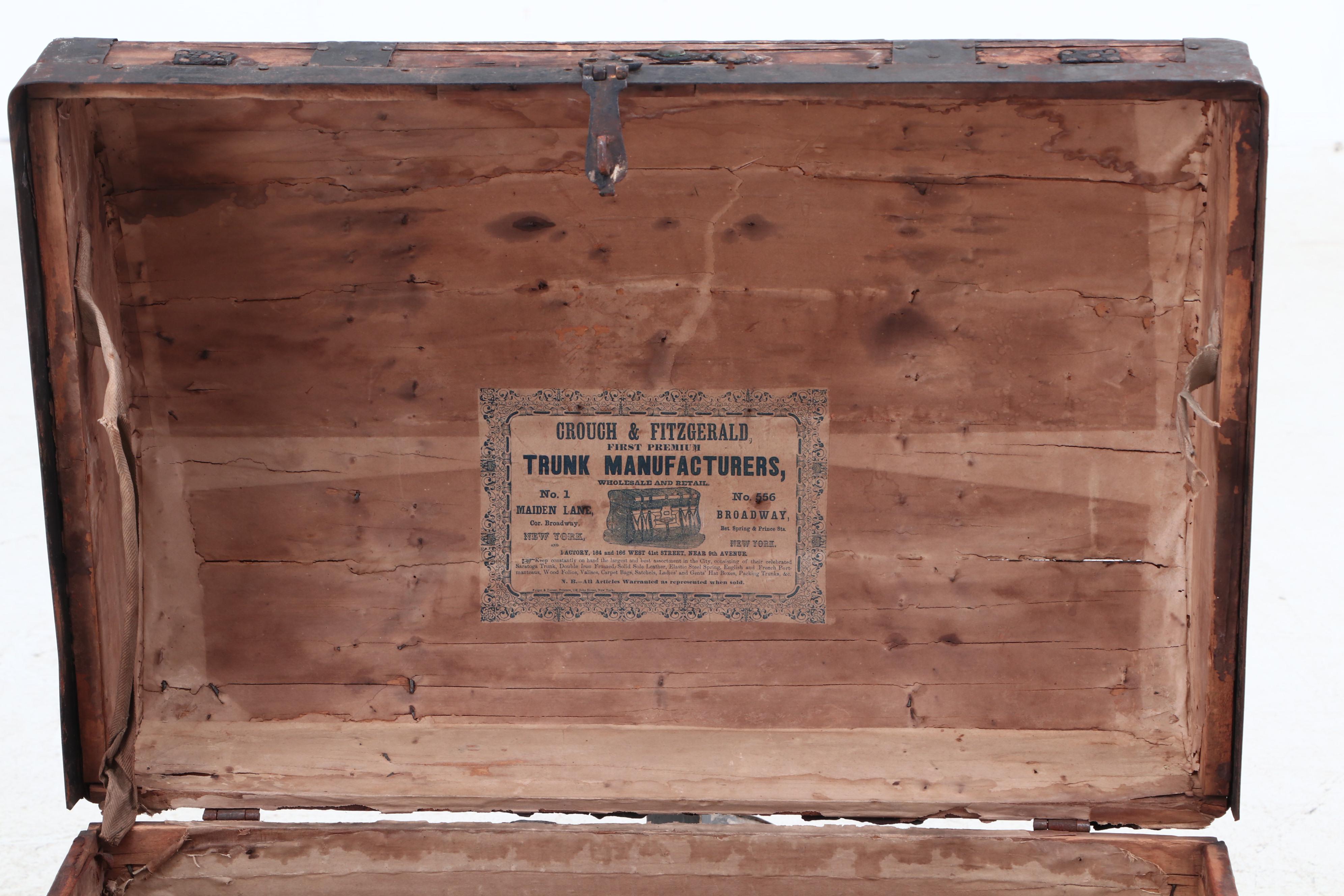 Crouch & Fitzgerald Antique Trunk, circa Mid-19th Century