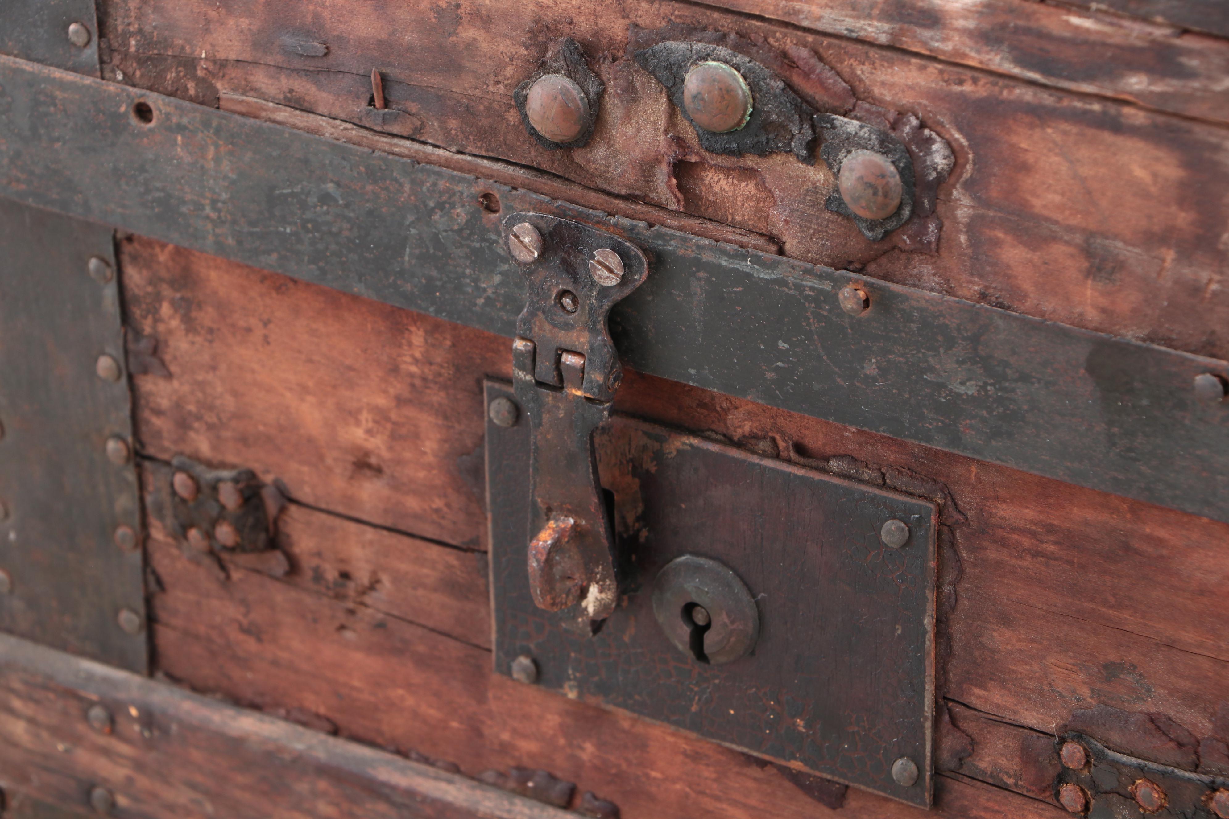 Crouch & Fitzgerald Antique Trunk, circa Mid-19th Century