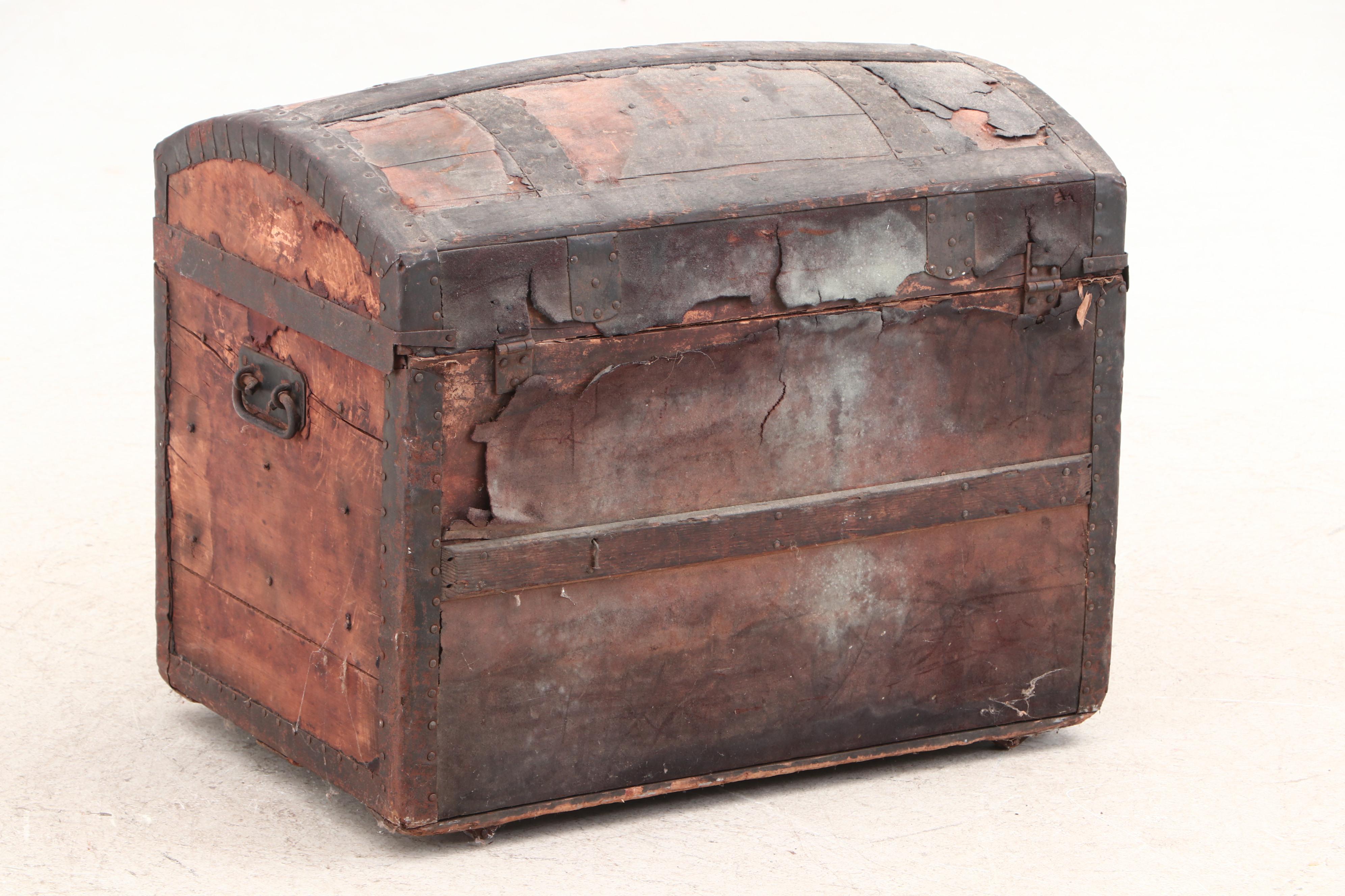 Crouch & Fitzgerald Antique Trunk, circa Mid-19th Century