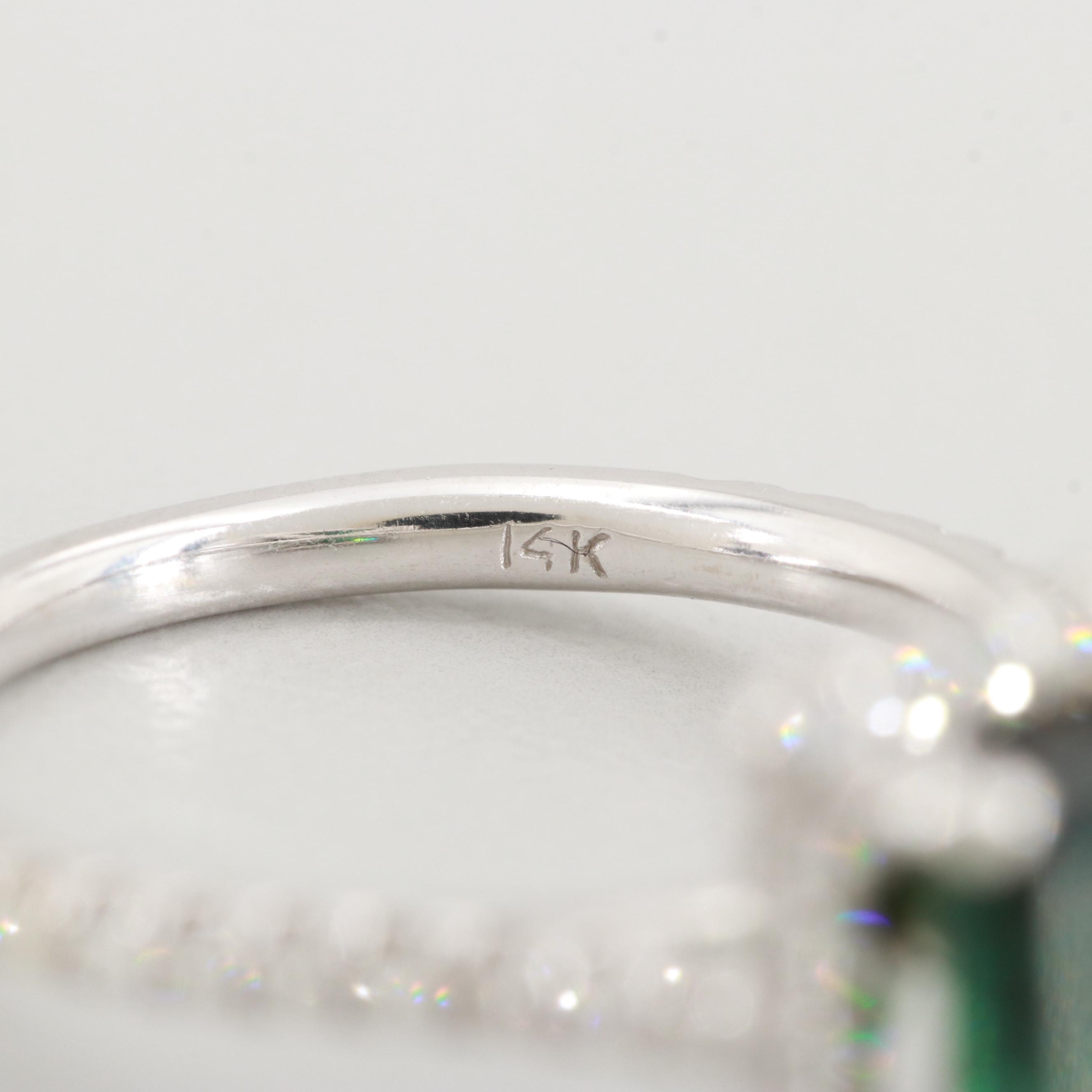 Uneek 14K White Gold Green Tourmaline and Diamond Ring