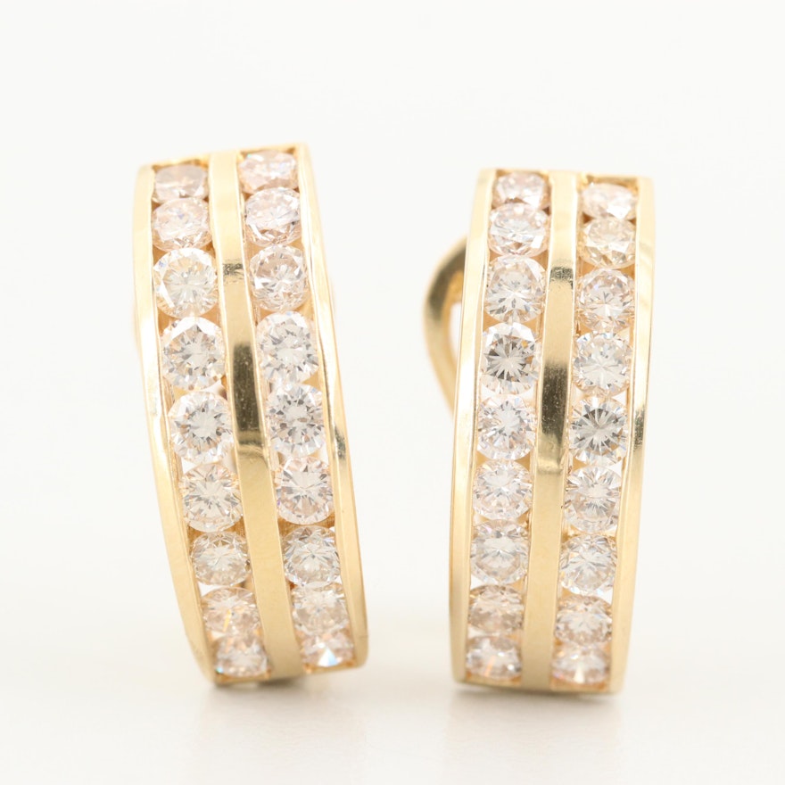 14K Yellow Gold 2.16 CTW Diamond J Hoop Earrings